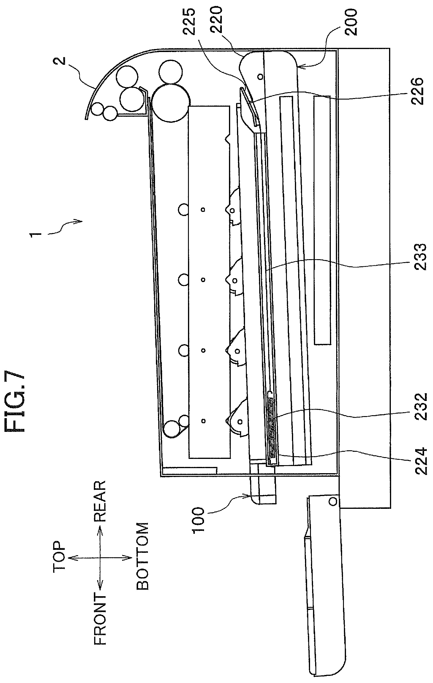 Patent US12174581 Figure 7 – Image-forming device having guide to guide drawer supporting developing units in main casing