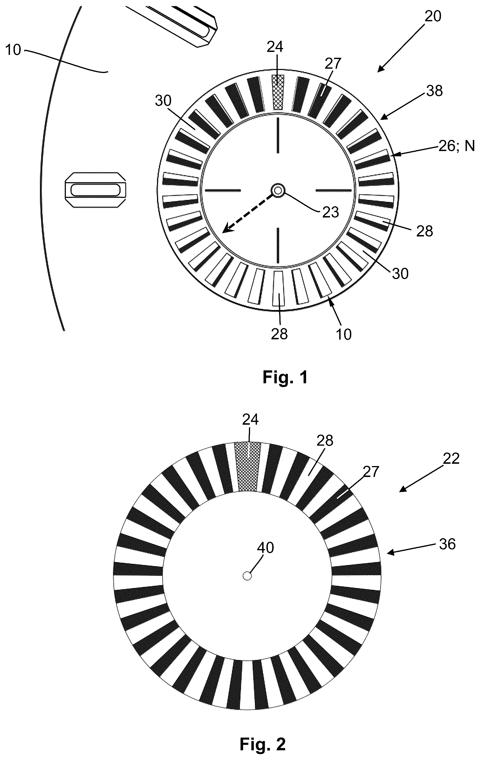 Patent US12174586 Figure 1 – Timepiece comprising a display with a moiré effect