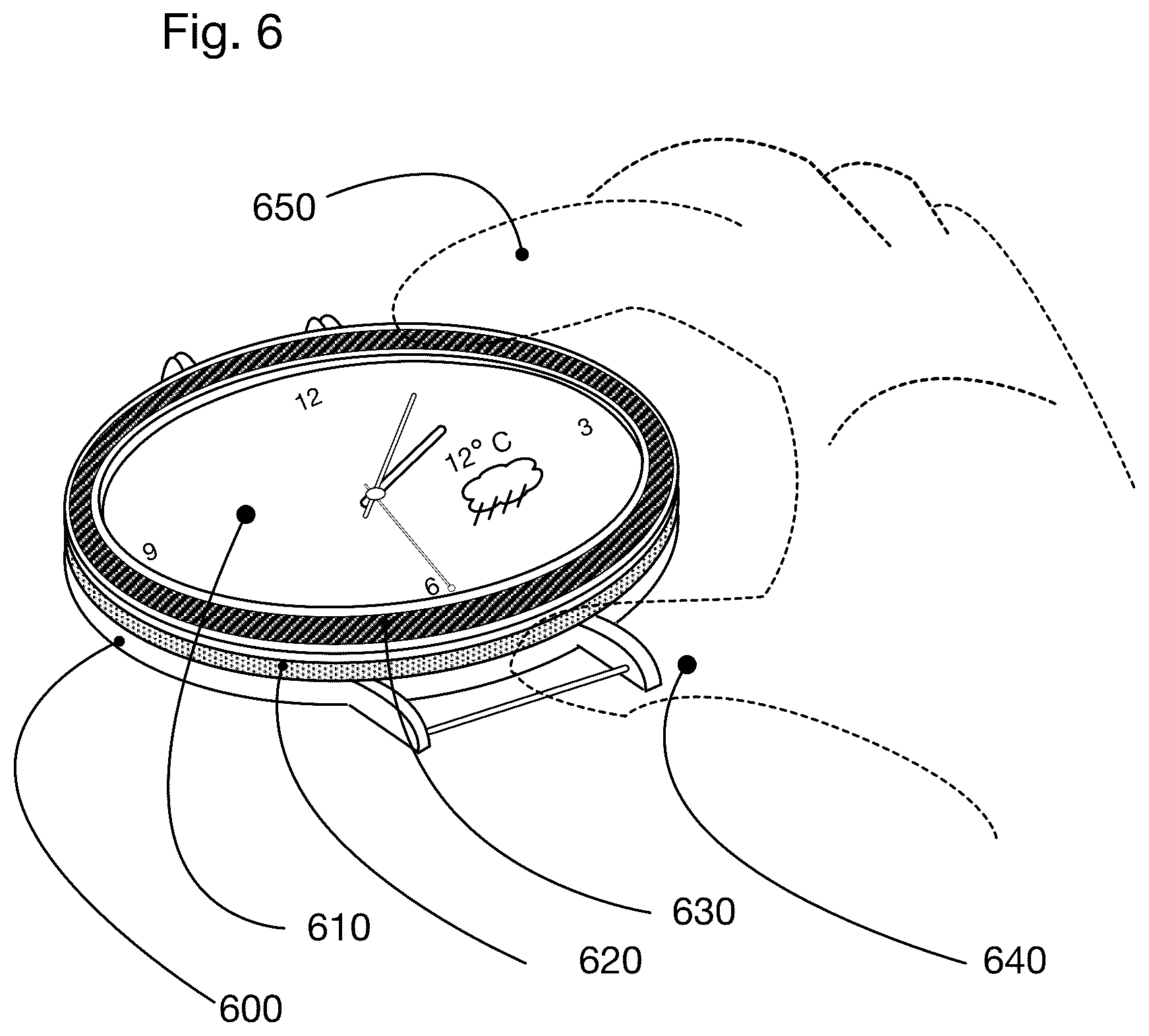 Patent US12174592 Figure 4 – Wearable smart watch with a control-ring and a user feedback mechanism