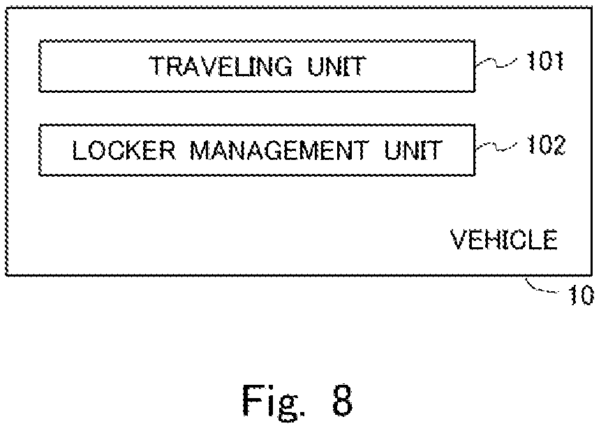 Patent US12174635 Figure 8 – Information processing apparatus, information processing method, and non-transitory storage medium storing program for generating route based on event and a deposit point of a baggage or a pick-up point of the baggage