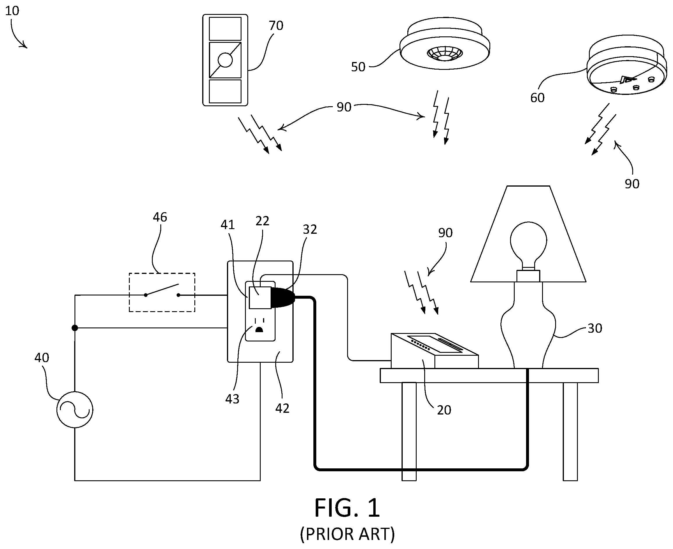 Patent US12174652 Figure 1 – Load-sensing remote control device for use in a load control system
