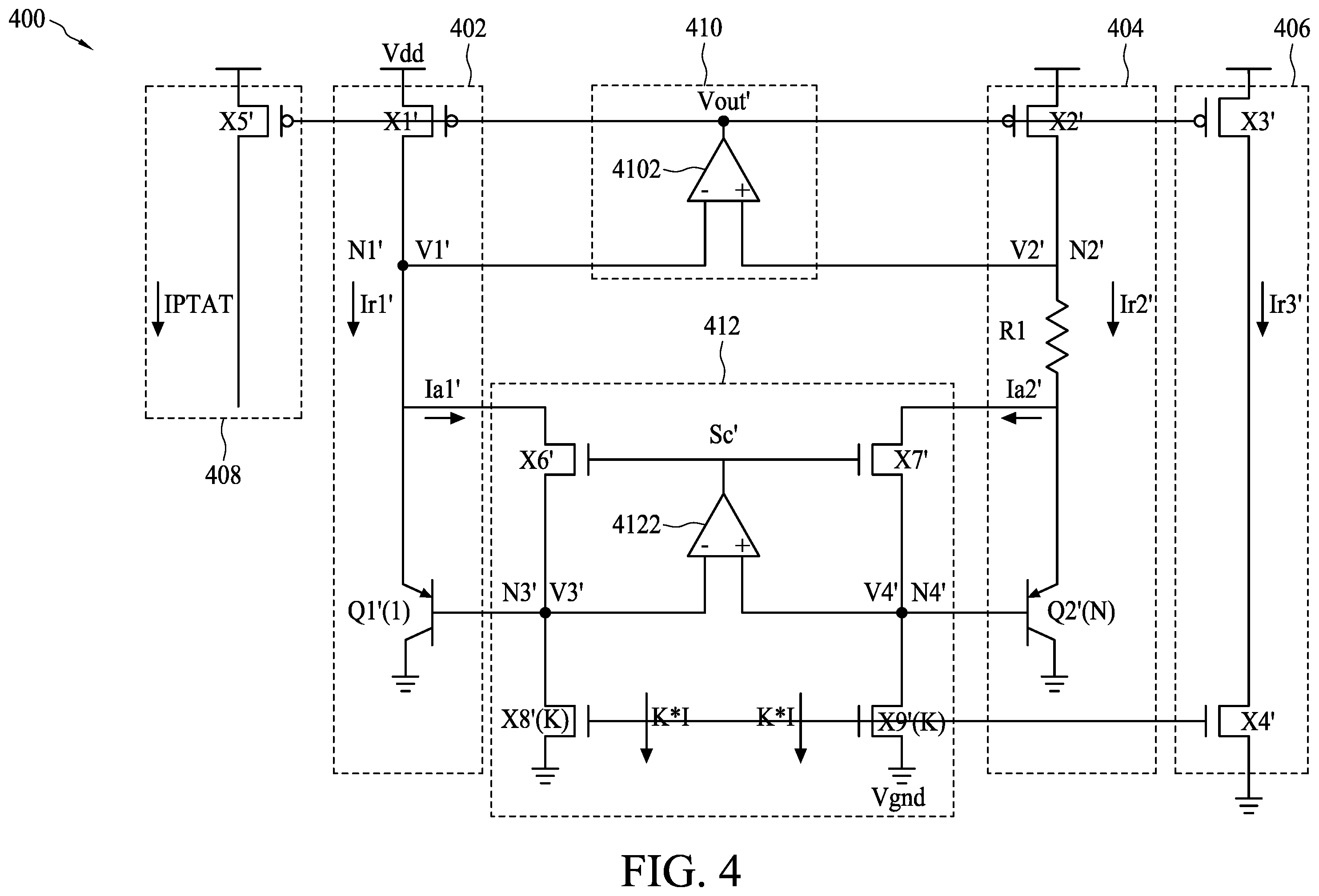 Patent US12174653 Figure 4 – Signal generating device, bandgap reference device and method of generating temperature-dependent signal