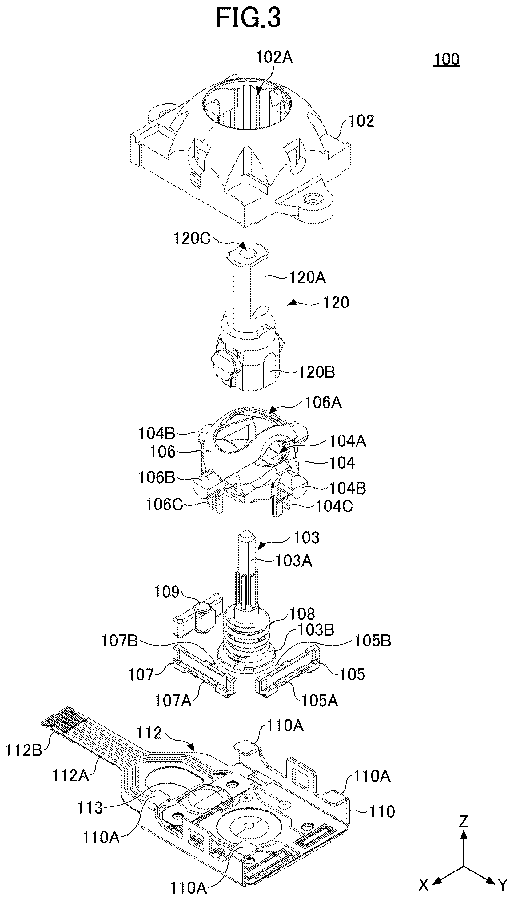 Patent US12174654 Figure 3 – Operation device for inproving accuracy of value of output signal indicating a neutral position