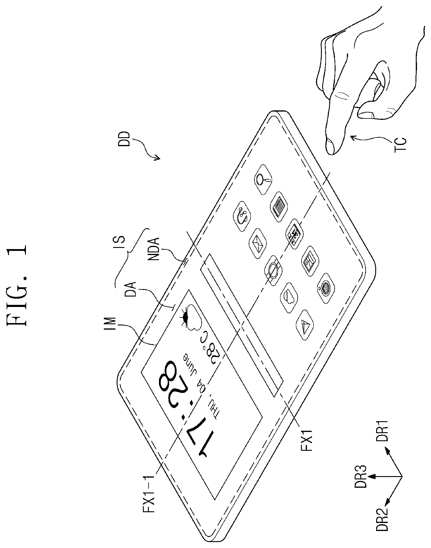 Patent US12174664 — Display device and manufacturing method of window — Figure 1