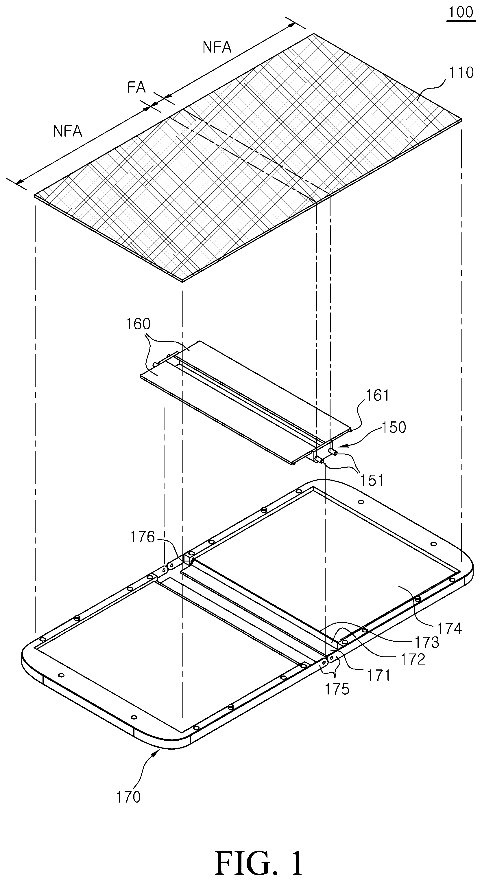 Patent US12174665 Figure 1 – Foldable display device