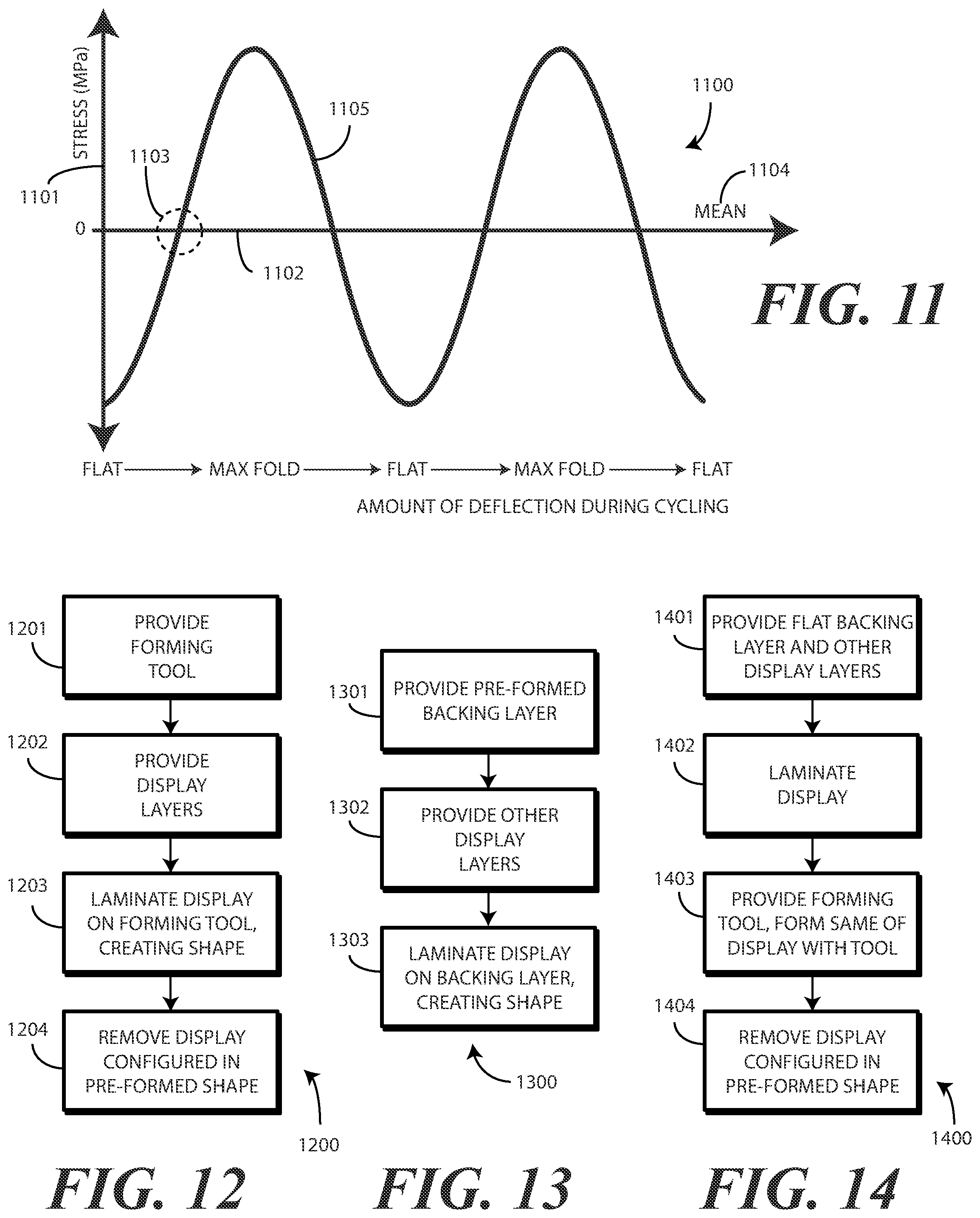Patent US12174668 Figure 7 – Flexible display with preformed curvilinear foldable substrate and corresponding electronic devices and methods