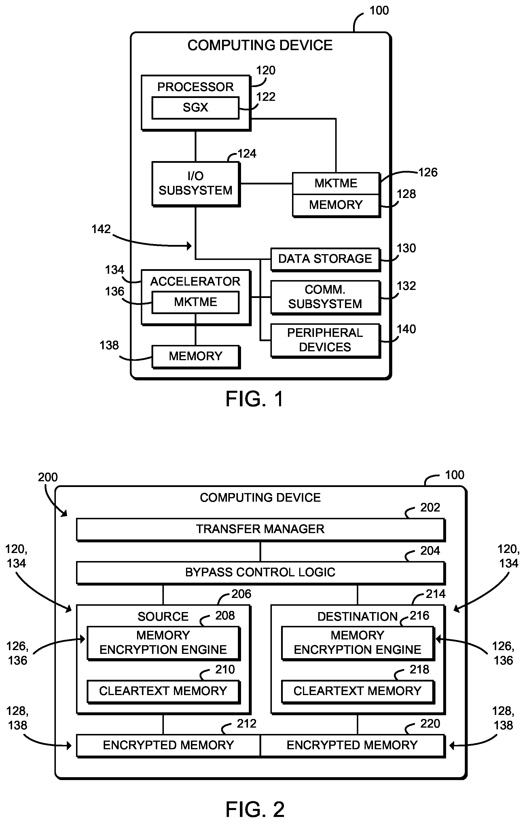 Patent US12174754 Figure 1 – Technologies for secure I/O with memory encryption engines
