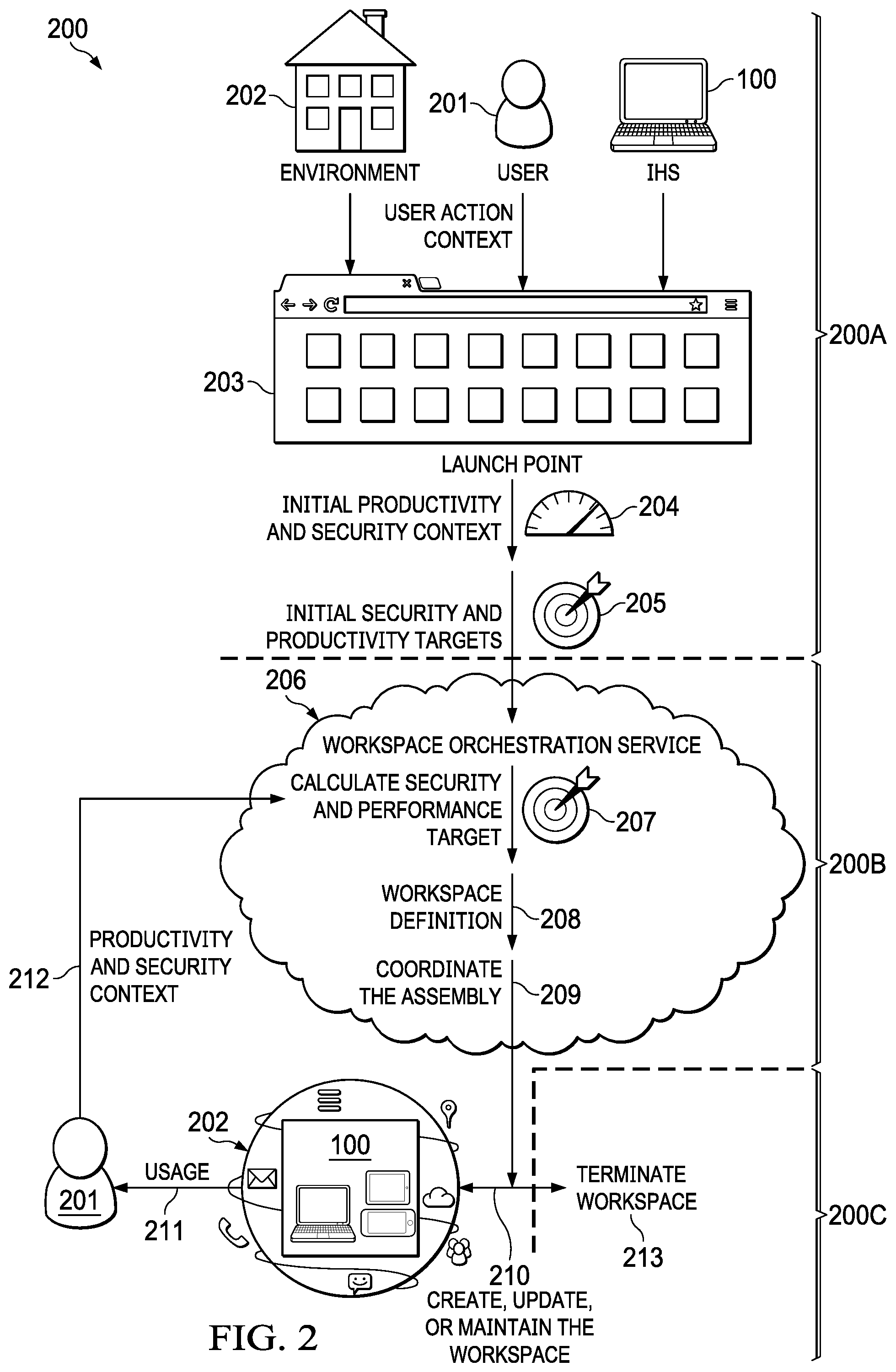 Patent US12174756 Figure 2 – Caching system and method for a workspace environment