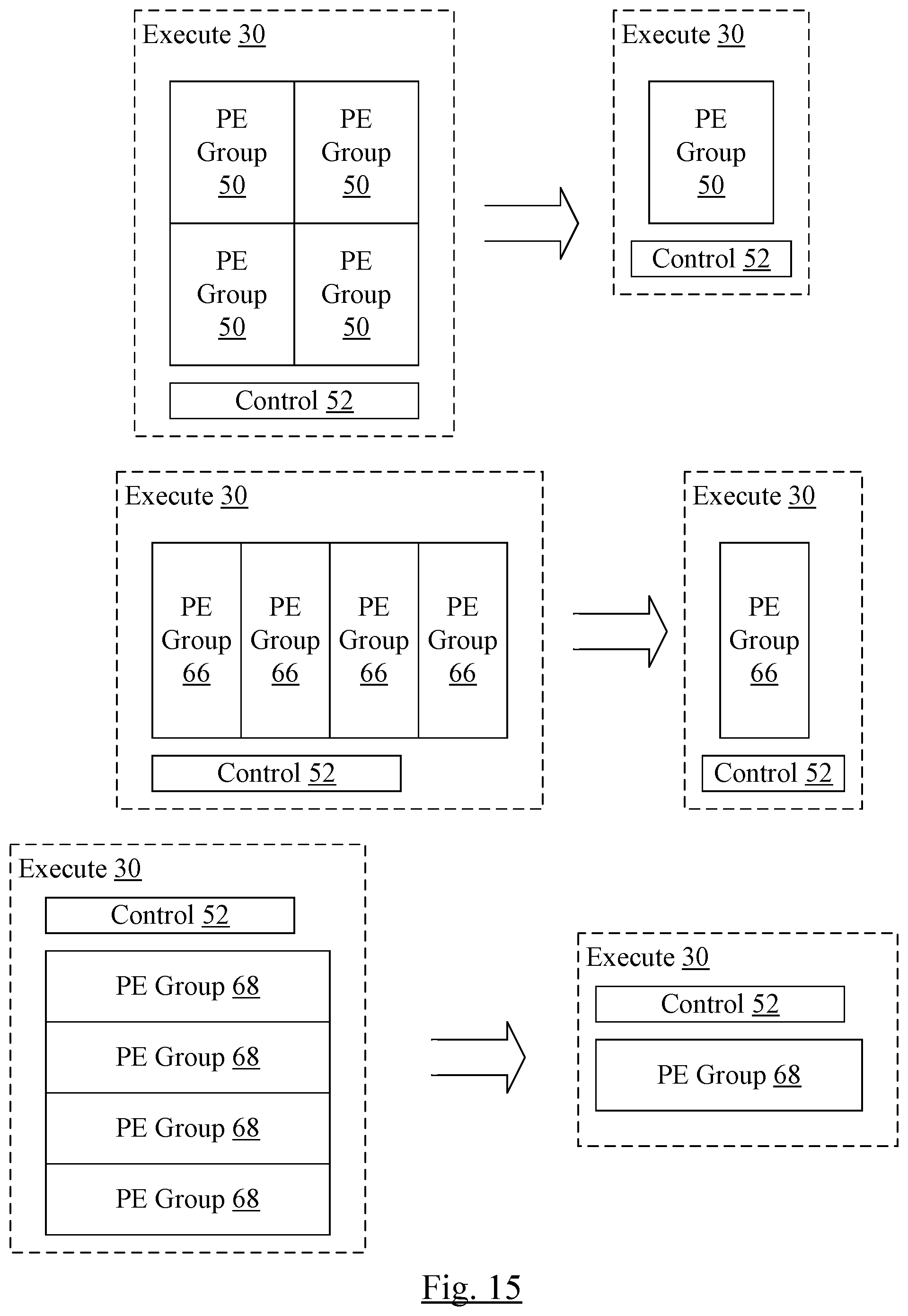 Patent US12174785 Figure 15 – Coprocessors with bypass optimization, variable grid architecture, and fused vector operations