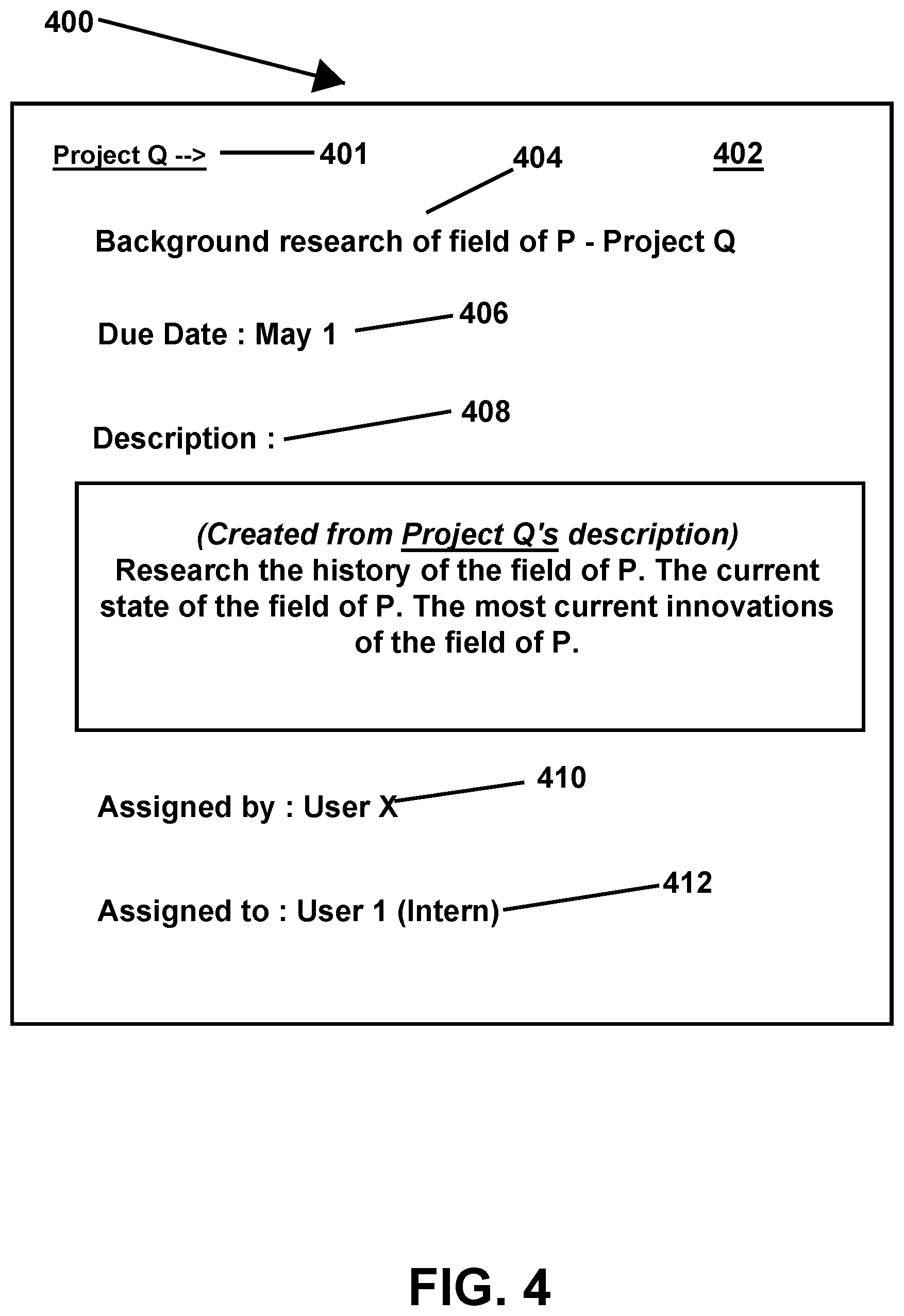 Patent US12174798 Figure 4 – Systems and methods to generate units of work within a collaboration environment based on selection of text