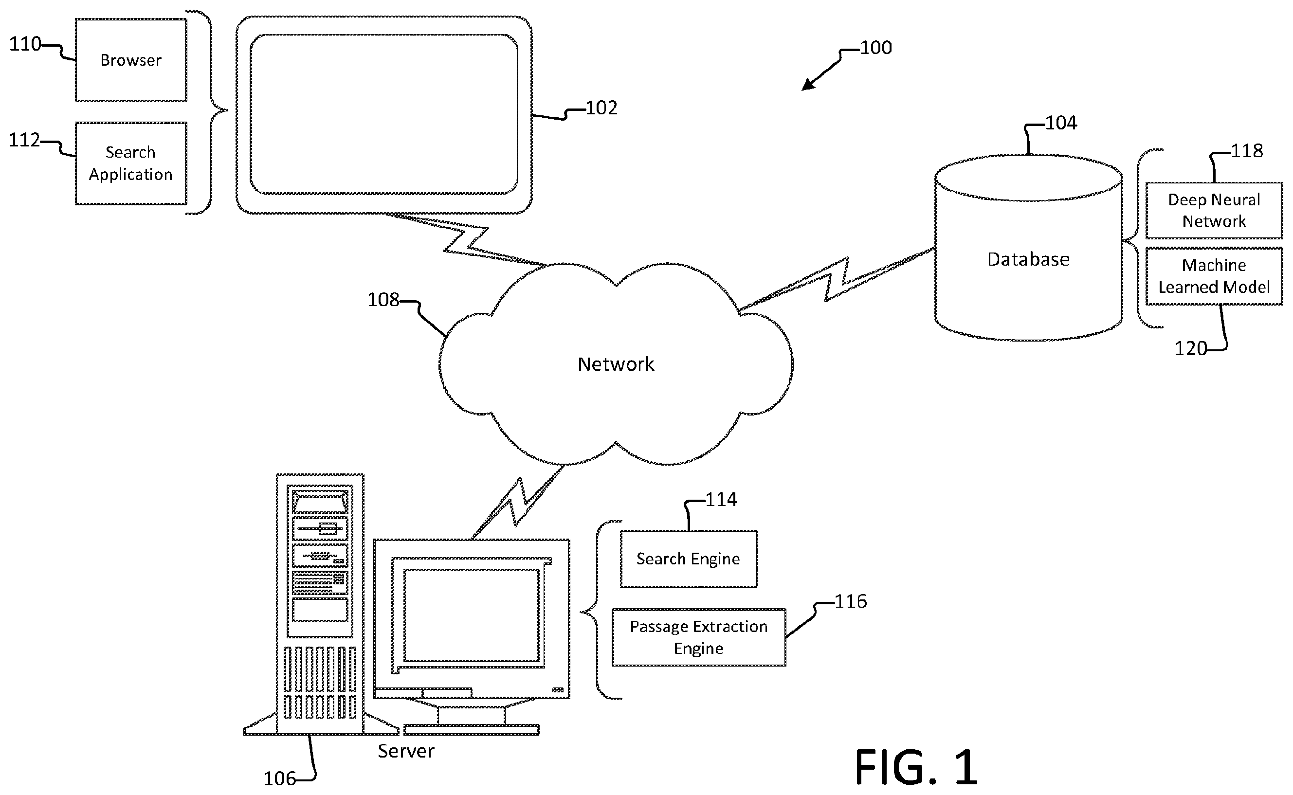 Patent US12174839 Figure 1 – Relevant passage retrieval system