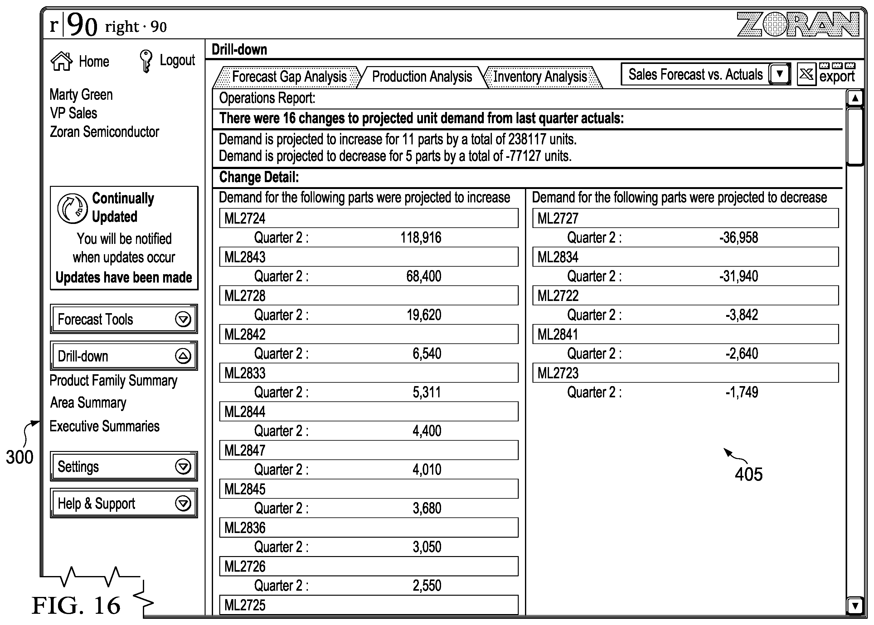 Patent US12174893 Figure 13 – Flexible baselines in a forecasting system