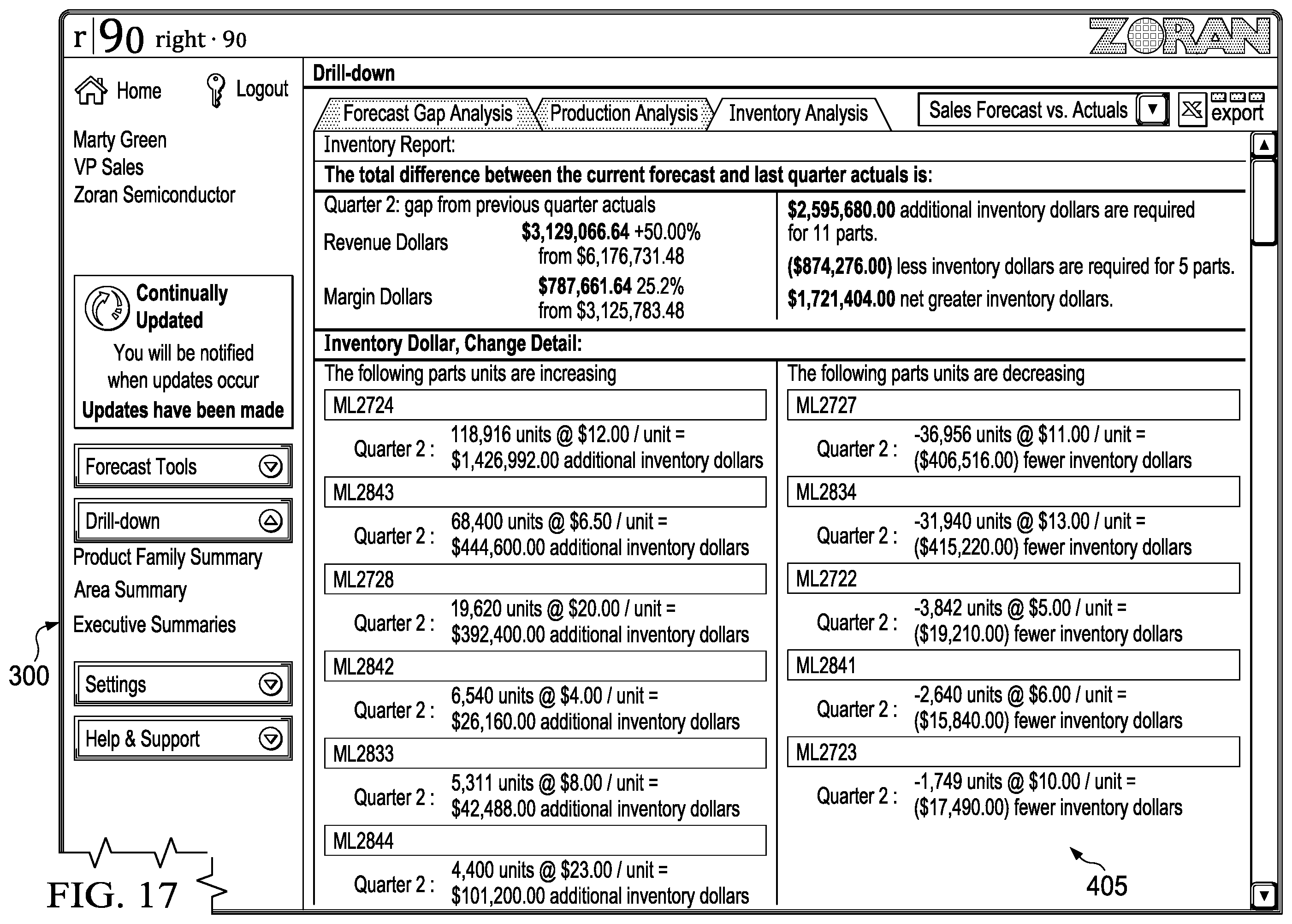 Patent US12174893 Figure 14 – Flexible baselines in a forecasting system