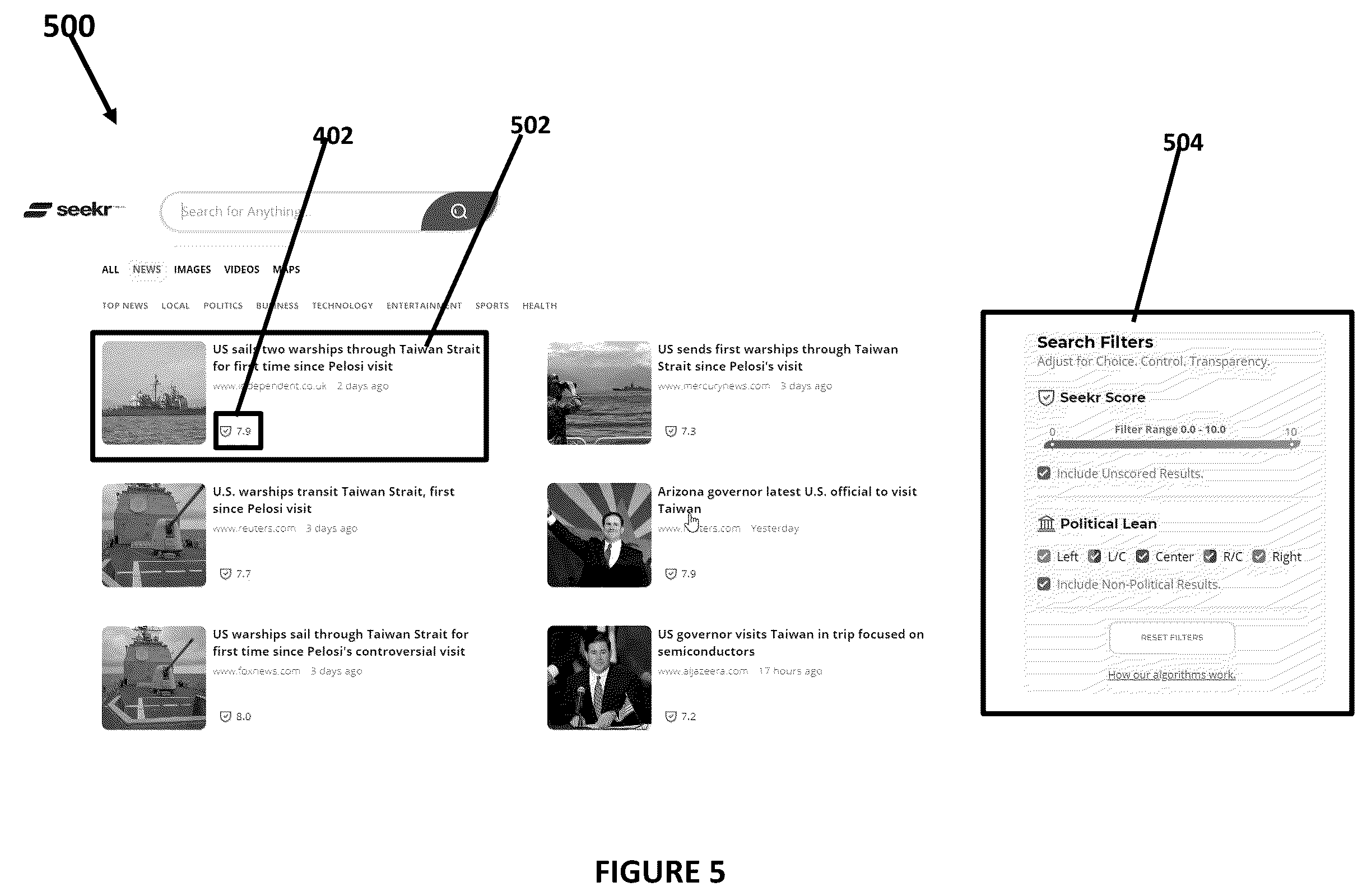 Patent US12174903 Figure 5 – Search system and method having quality scoring