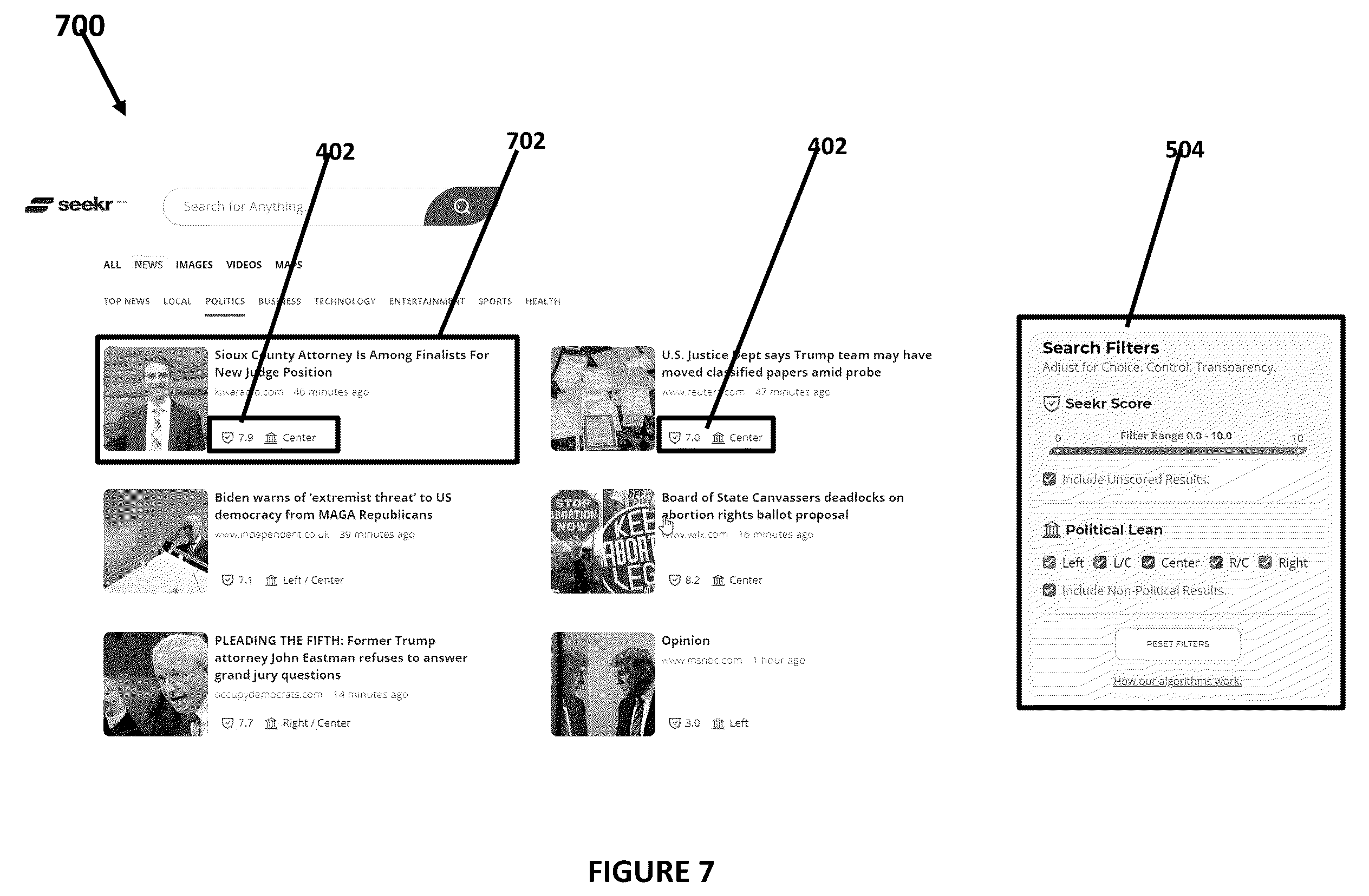 Patent US12174903 Figure 7 – Search system and method having quality scoring