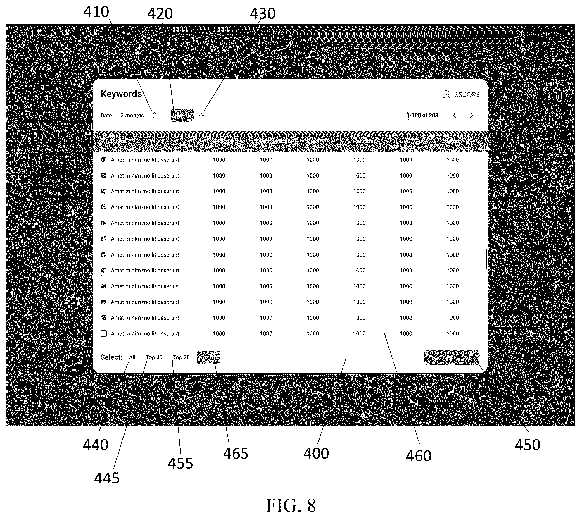 Patent US12174905 Figure 8 – Systems, devices, and methods for search engine optimization