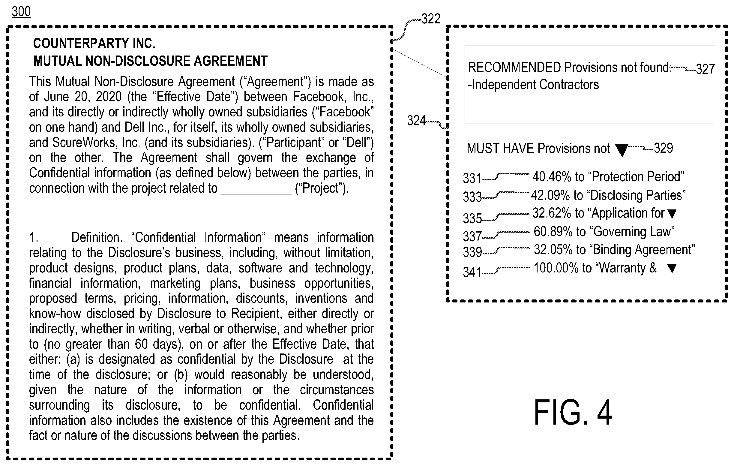 Patent US12174916 Figure 4 – Method and apparatus for contract analysis