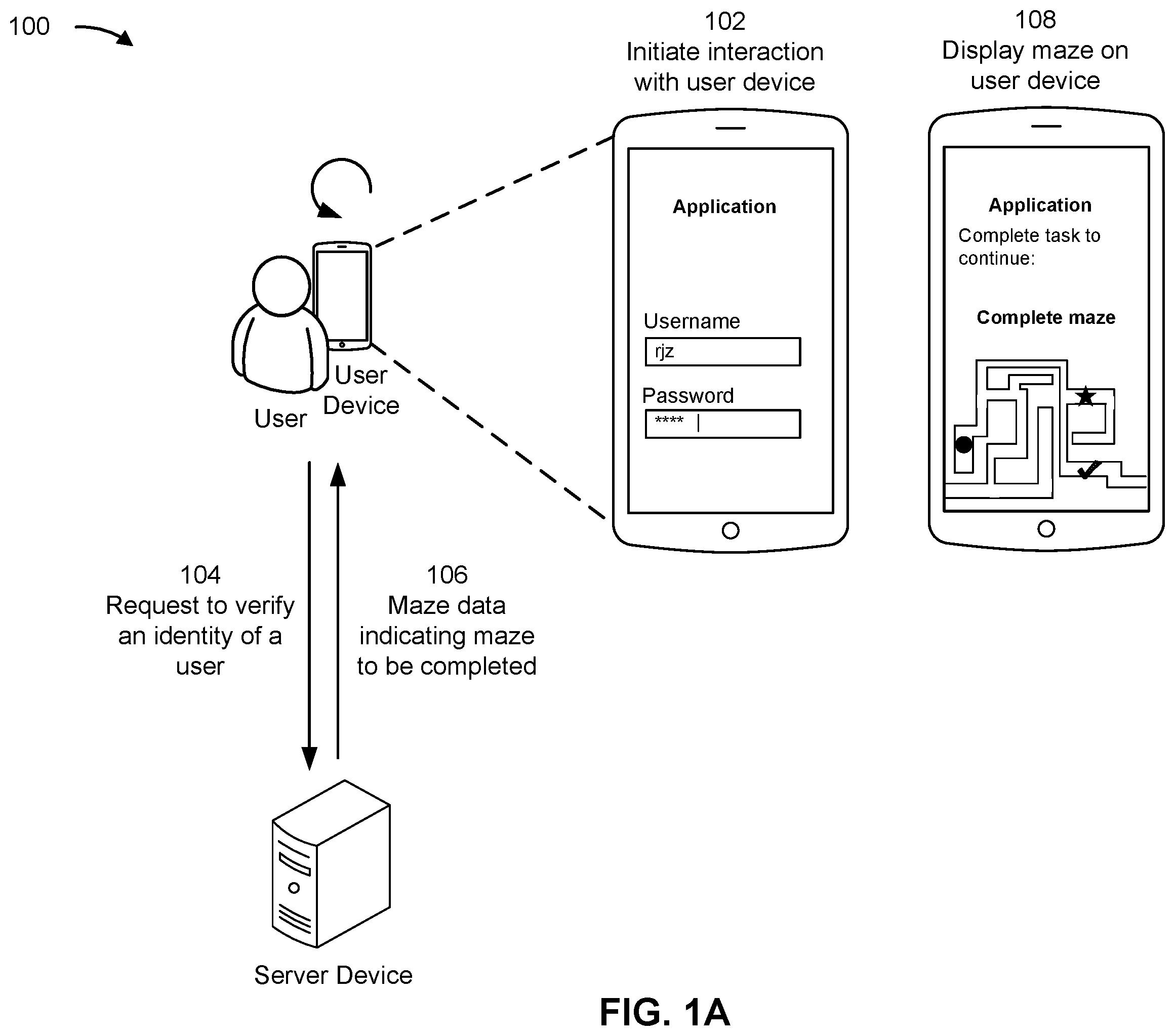 Patent US12174934 Figure 1 – Maze-based user authentication
