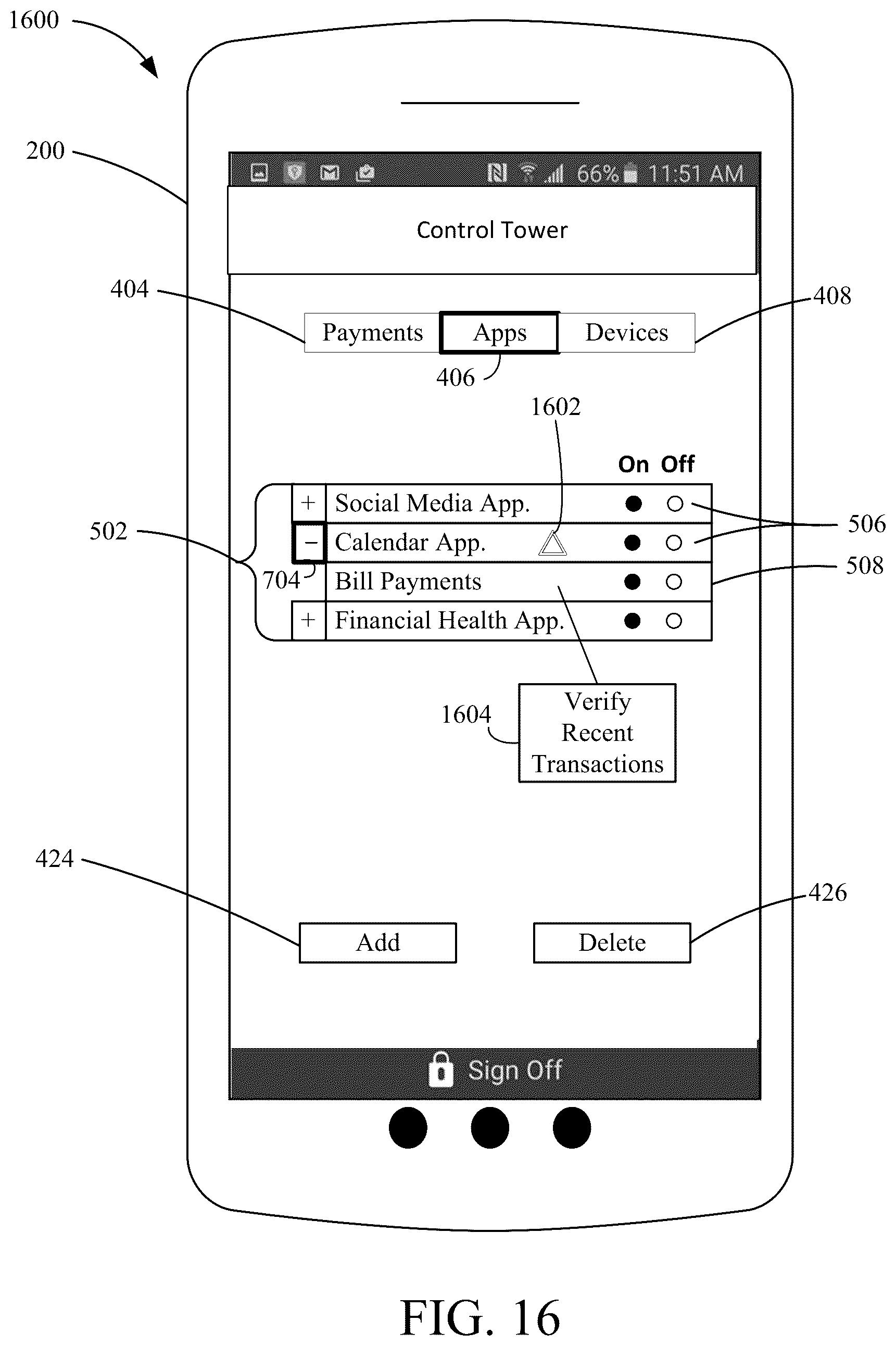 Patent US12174992 Figure 16 – Access control interface for managing entities and permissions