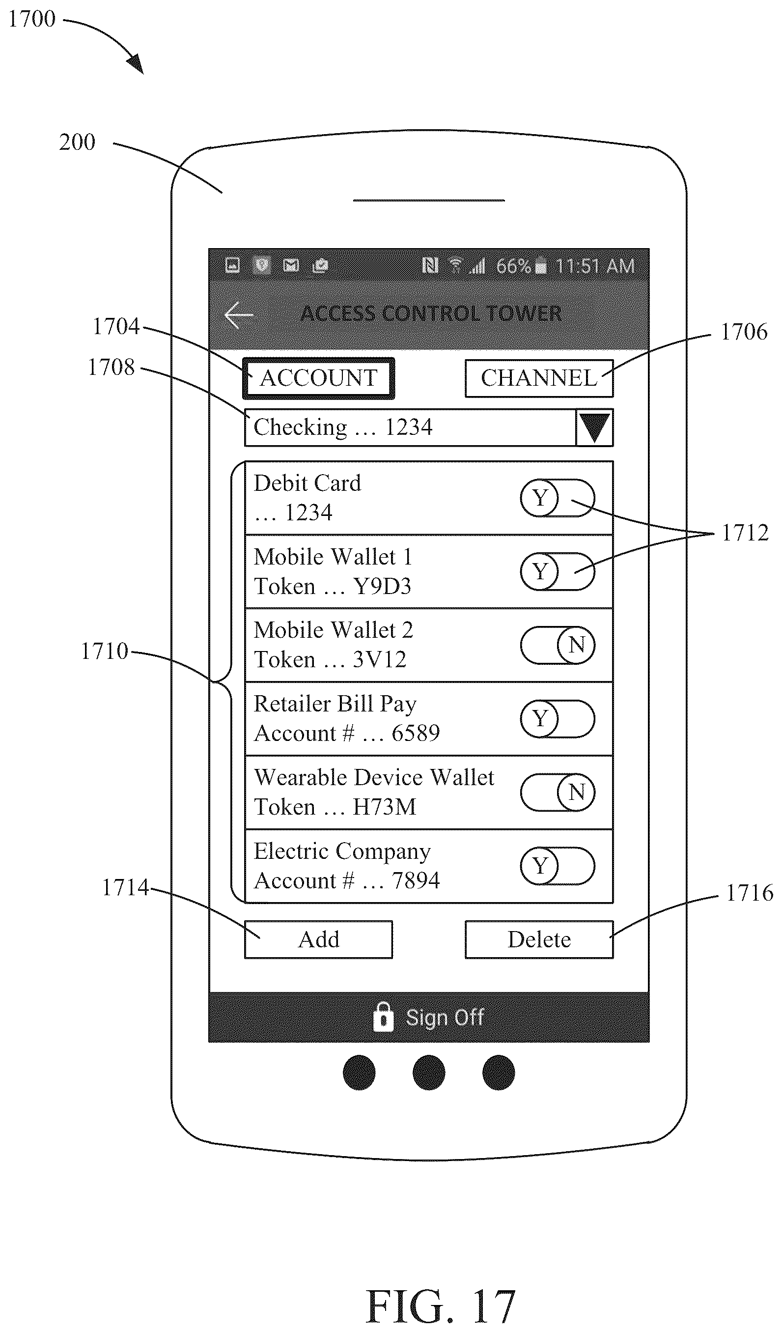 Patent US12174992 Figure 17 – Access control interface for managing entities and permissions