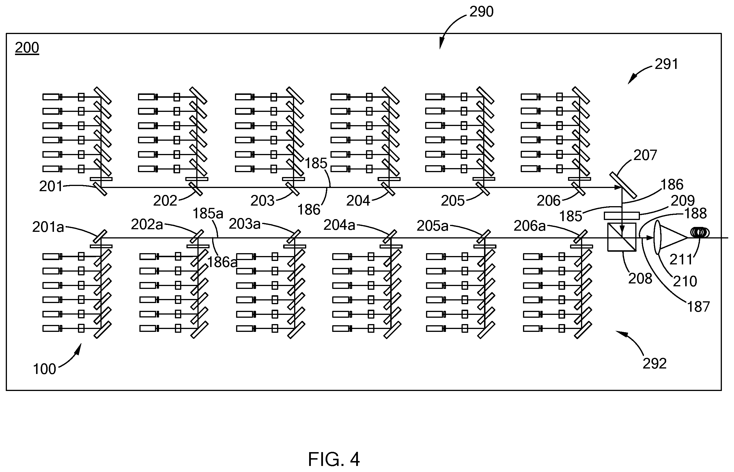 Patent US12184039 Figure 5 – Multi kW class blue laser system