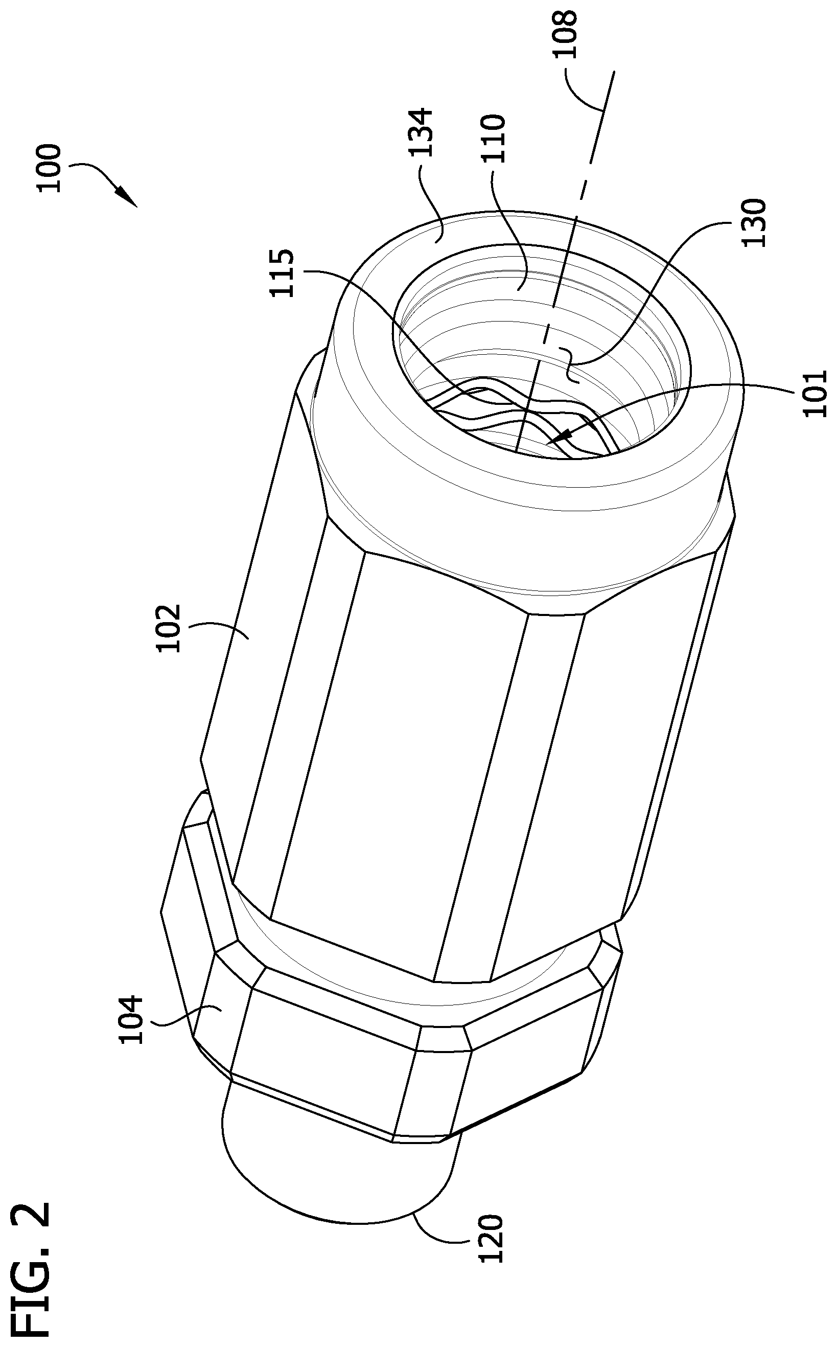Patent US12184049 Figure 2 – Cable gland with compression limiting assembly