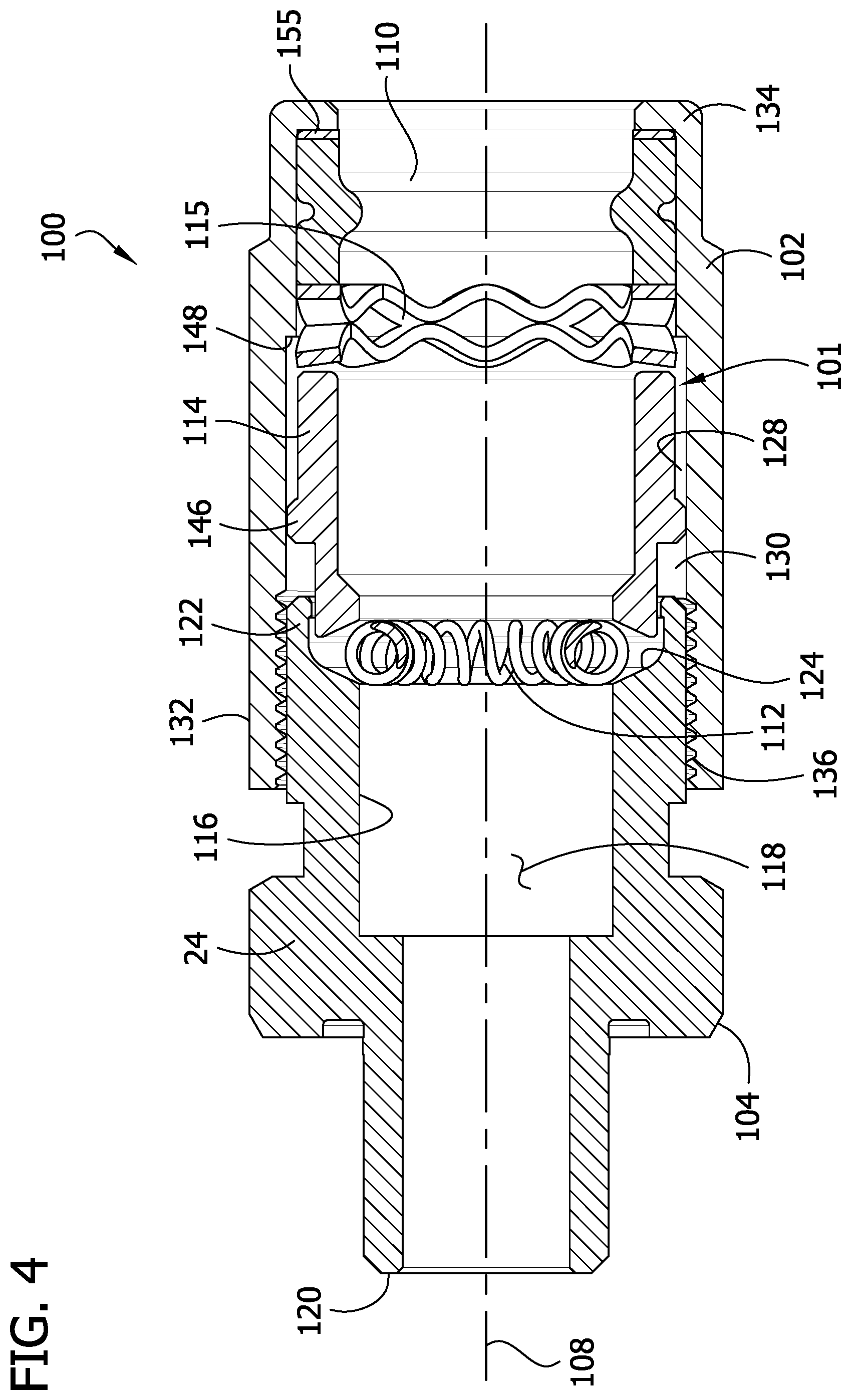 Patent US12184049 Figure 4 – Cable gland with compression limiting assembly