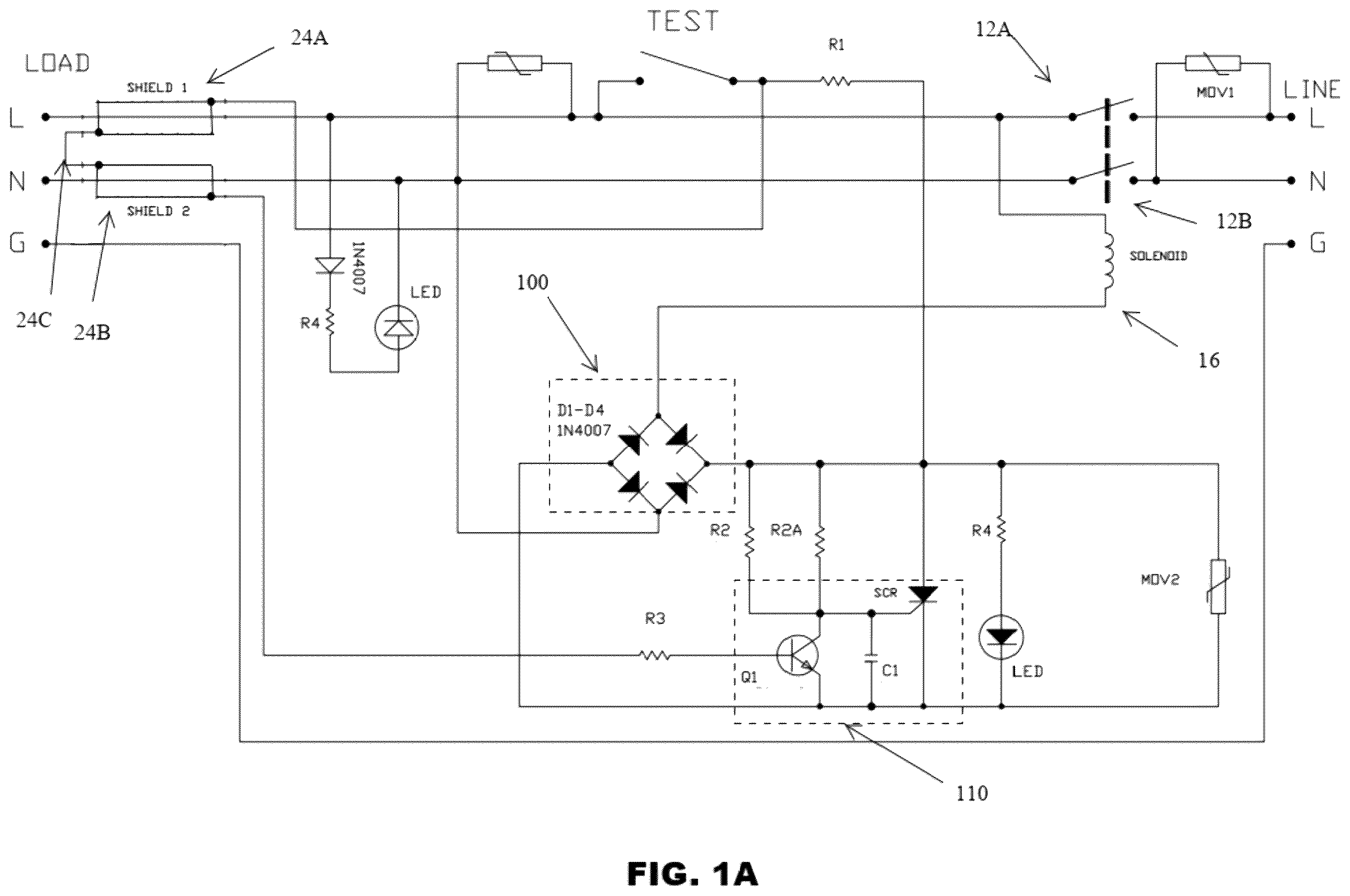 Patent US12184056 Figure 2 – Power cord LCDI and hotspot detector circuit