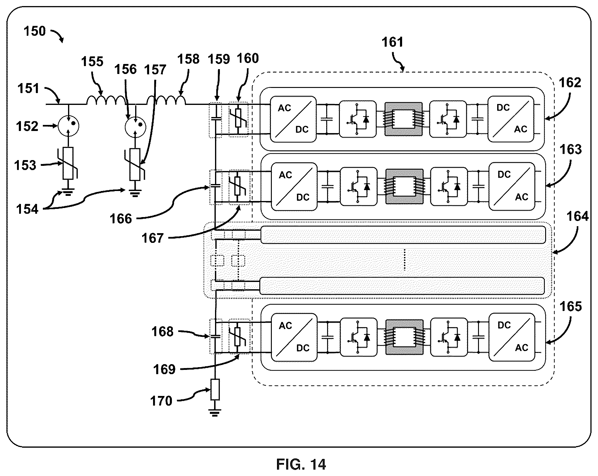 Patent US12184060 Figure 12 – Methods and systems for using solid state transformers to protect medium and low voltage electrical grids from extreme EMP transients