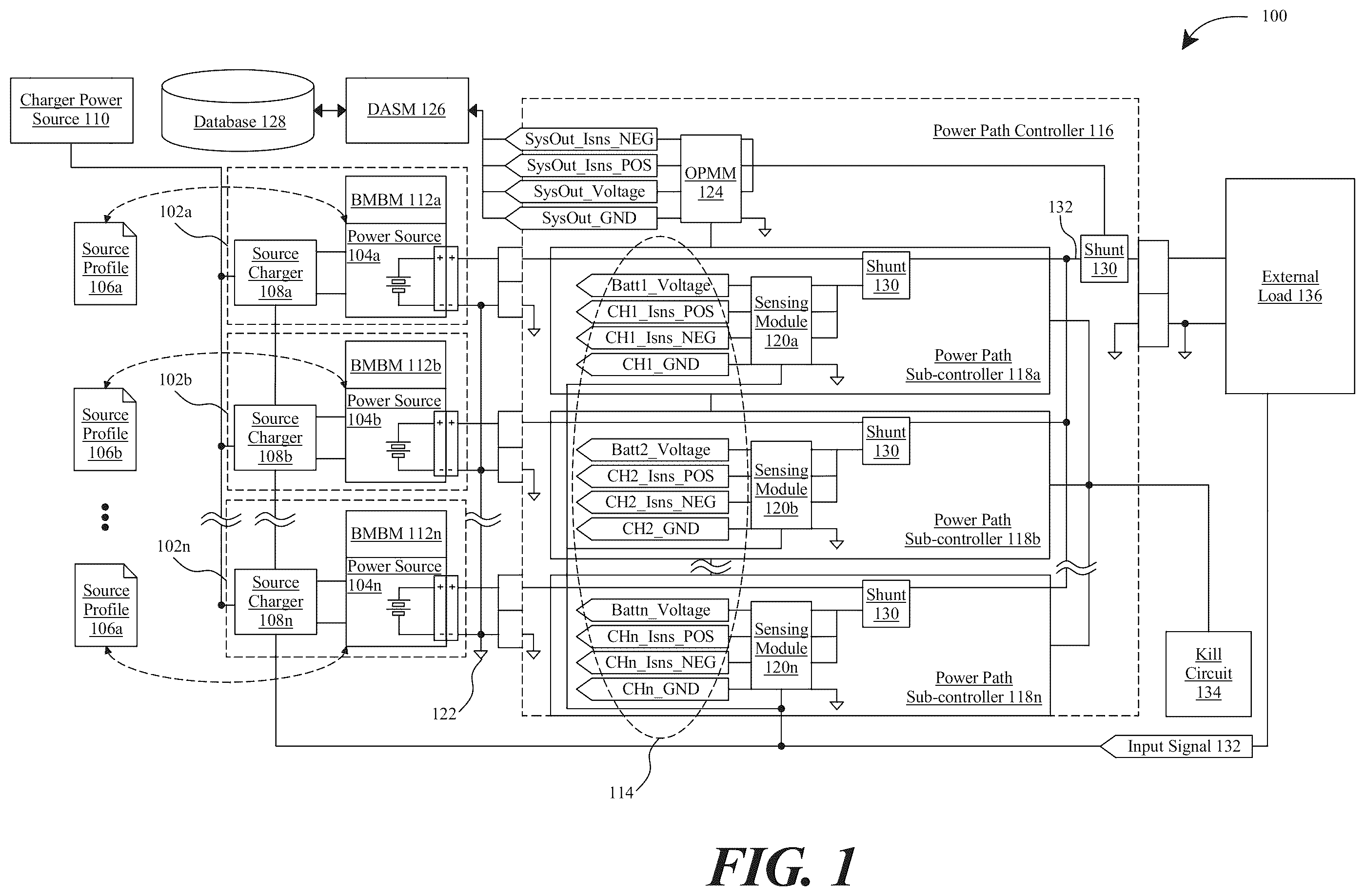 Patent US12184100 Figure 1 – Hybrid power system with power optimization and methods of use