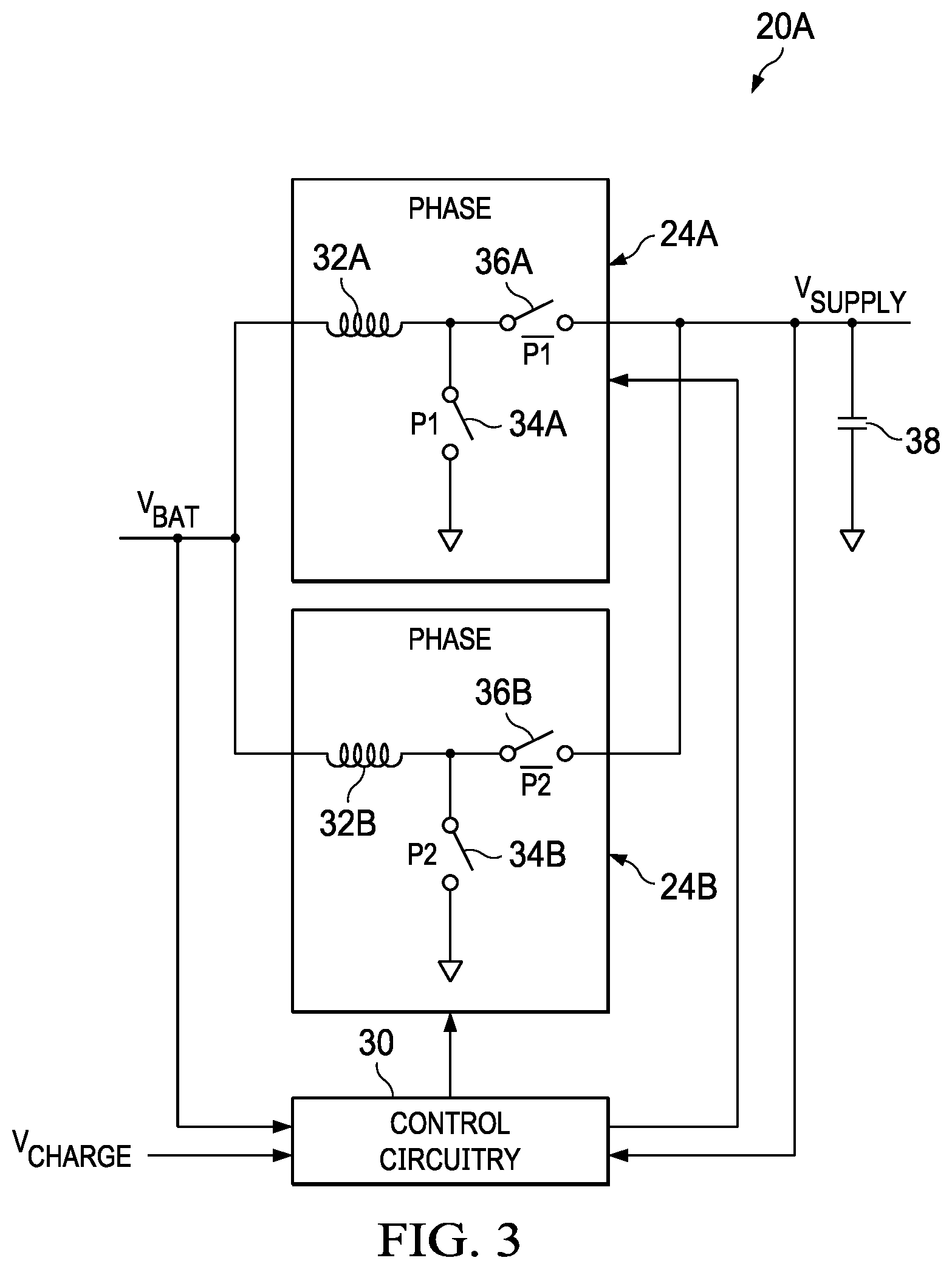 Patent US12184110 Figure 3 – Power supply architecture with bidirectional battery idealization