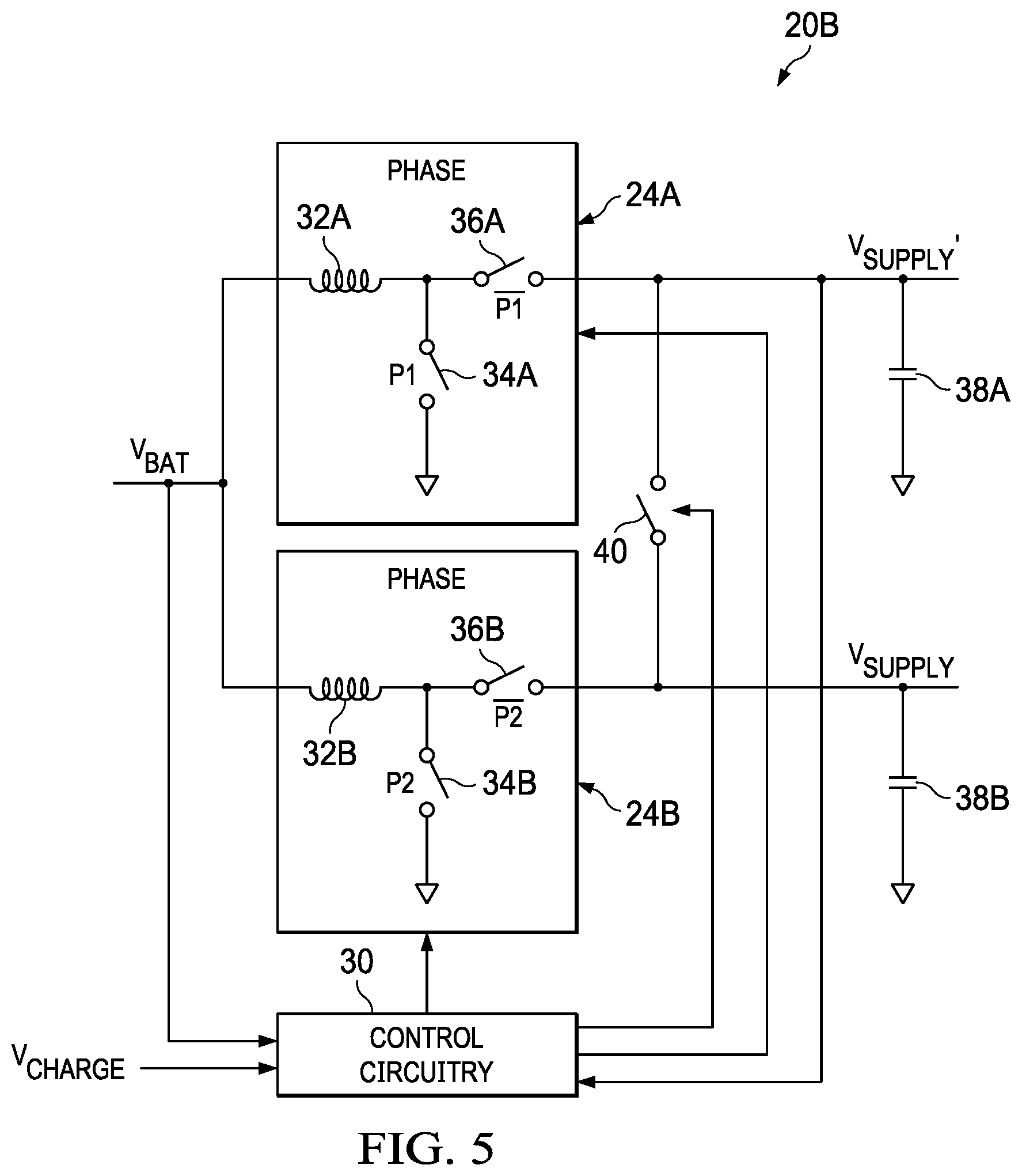 Patent US12184110 Figure 4 – Power supply architecture with bidirectional battery idealization