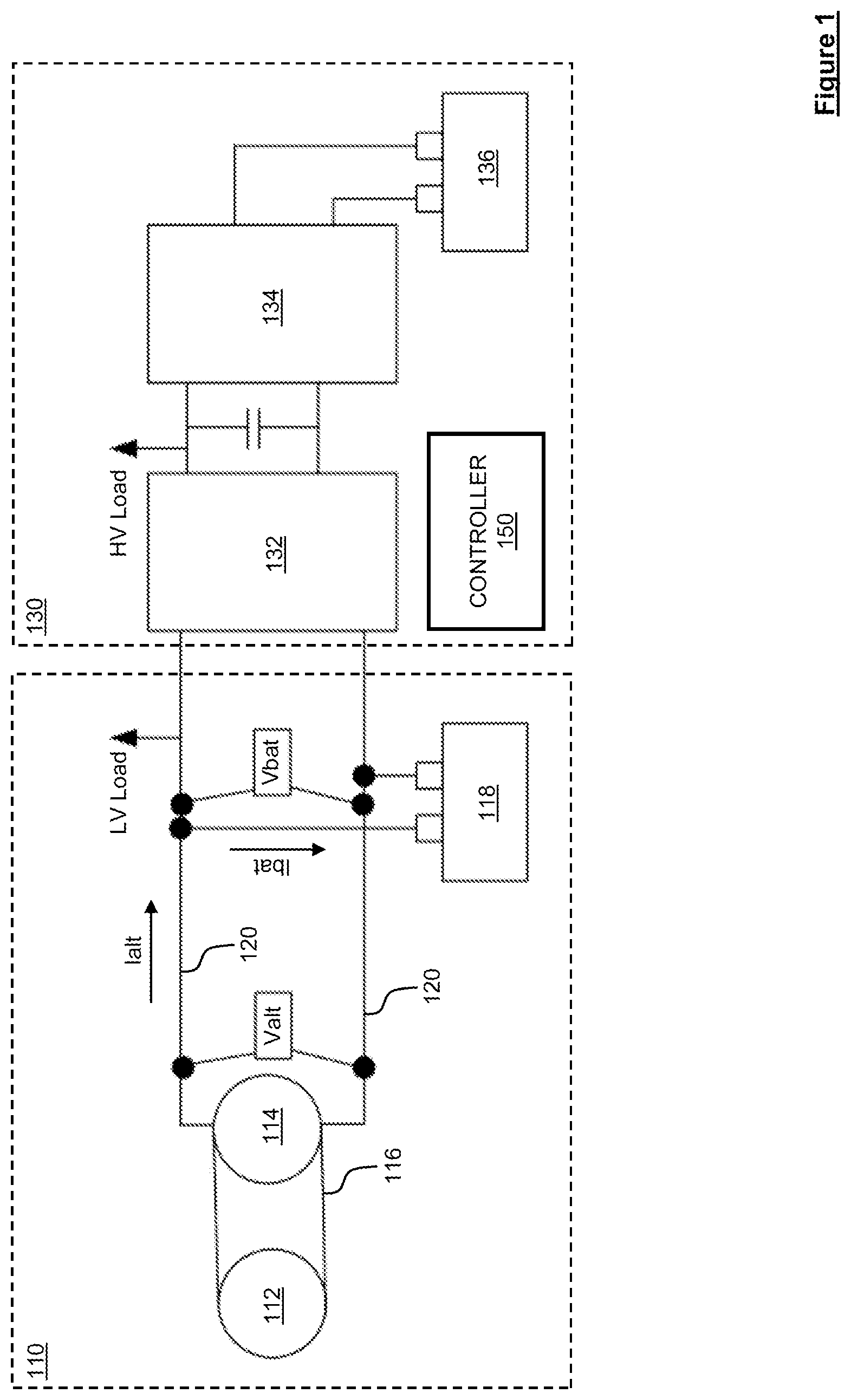 Patent US12184115 Figure 1 – System and method for managing electrical power drawn from a vehicle alternator