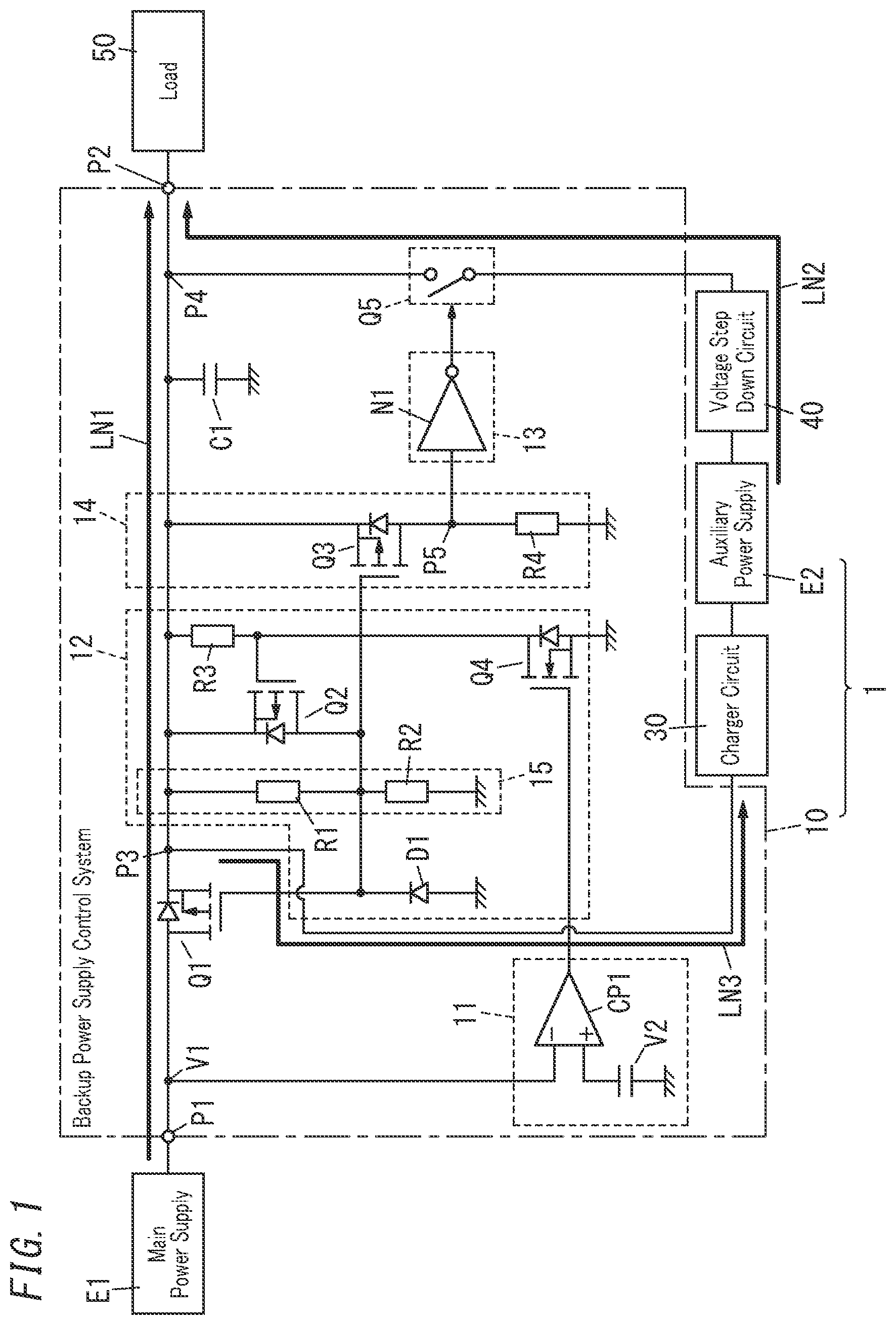 Patent US12184118 — Backup power supply control system, backup power supply system, and moving vehicle — Figure 1