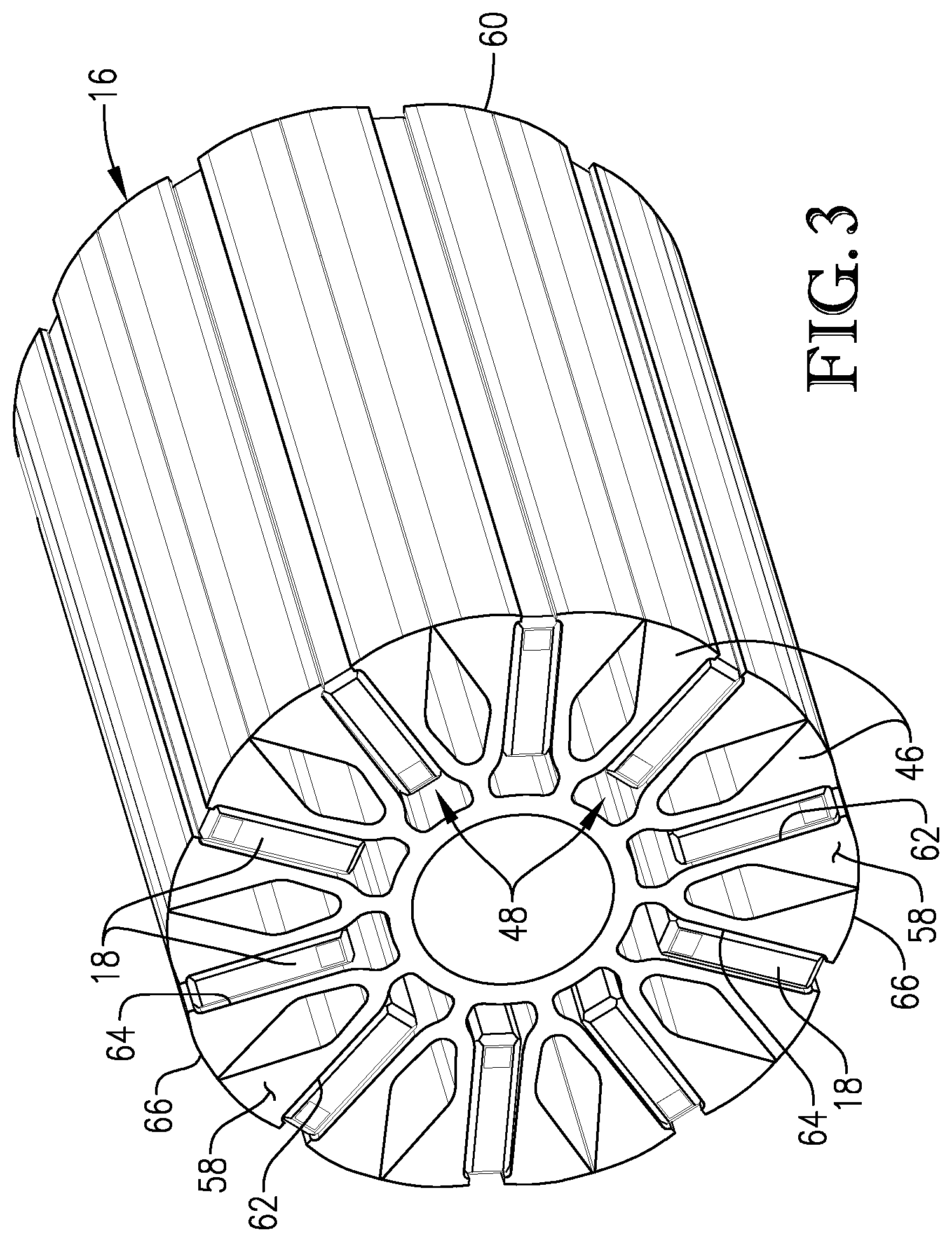 Patent US12184125 Figure 3 – Spoked rotor having deflectable magnet-retaining spokes
