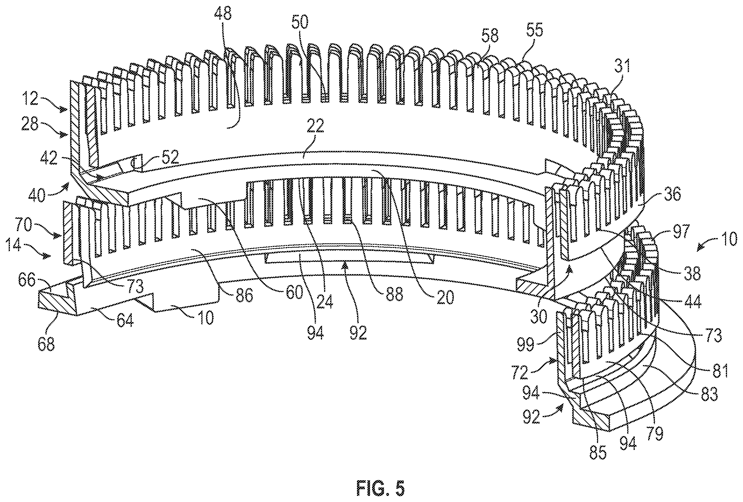 Patent US12184131 Figure 5 – Interlocking tool for forming stator winding end turns