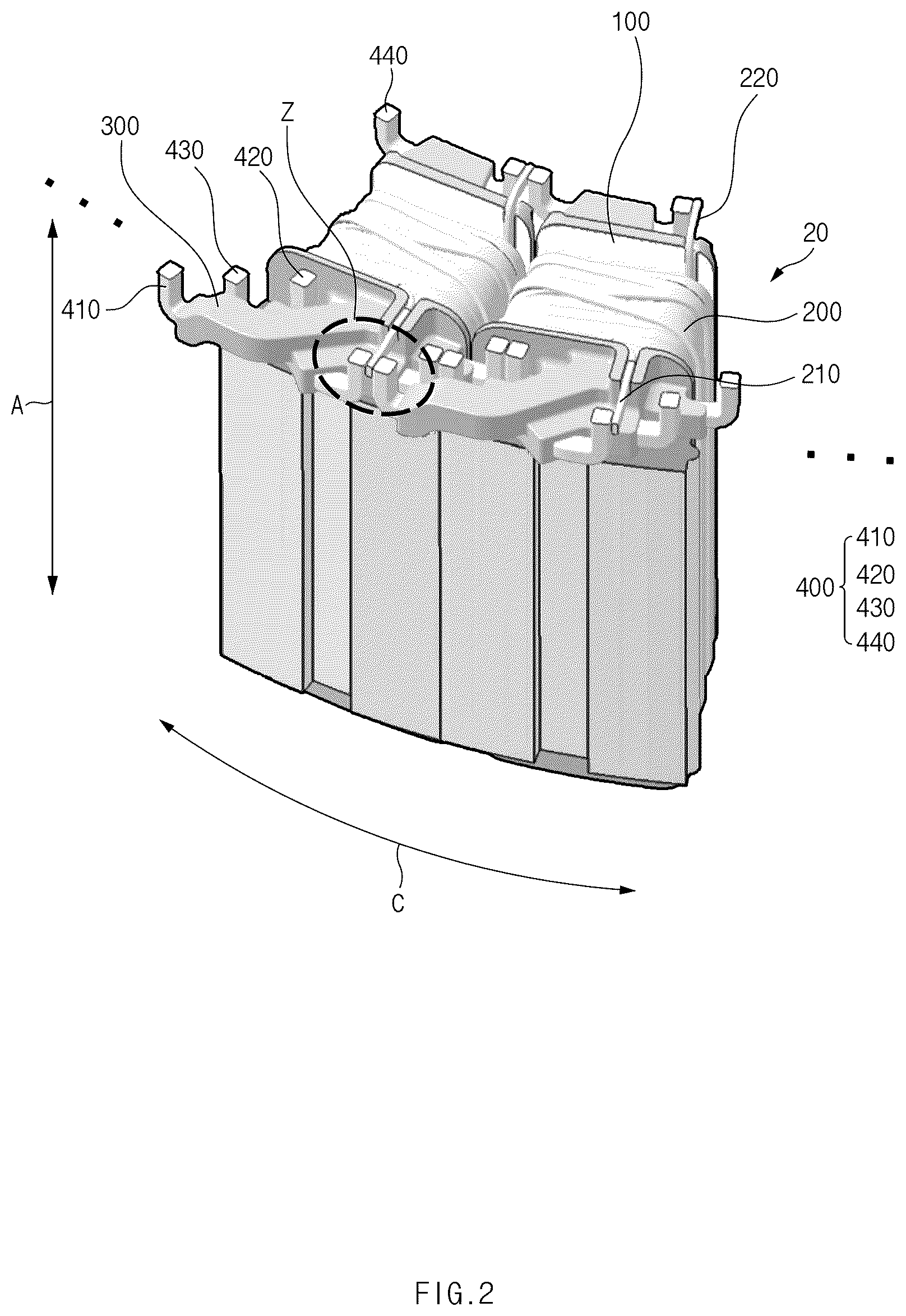 Patent US12184141 Figure 2 – Stator for motor and motor including the same