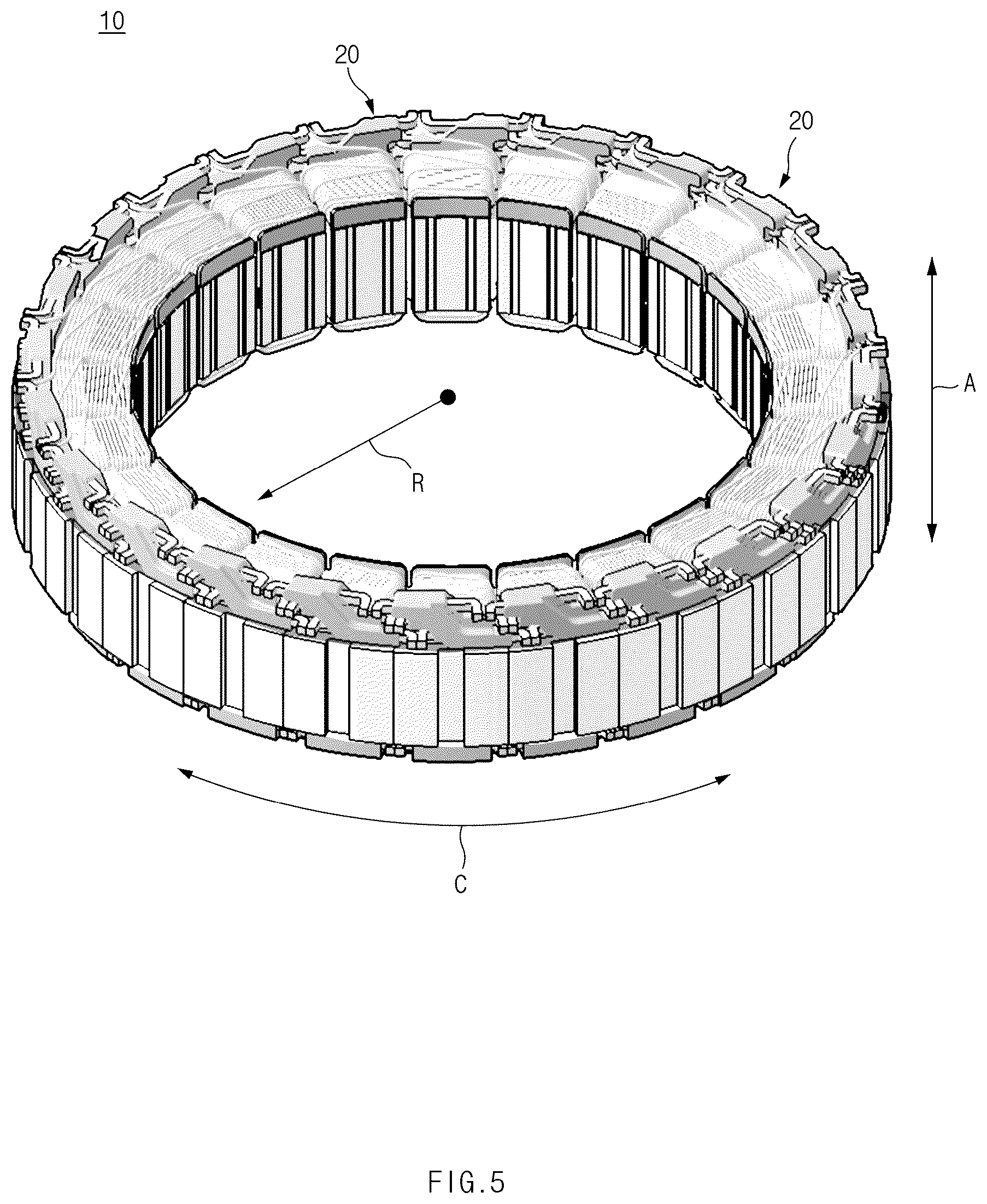 Patent US12184141 Figure 5 – Stator for motor and motor including the same