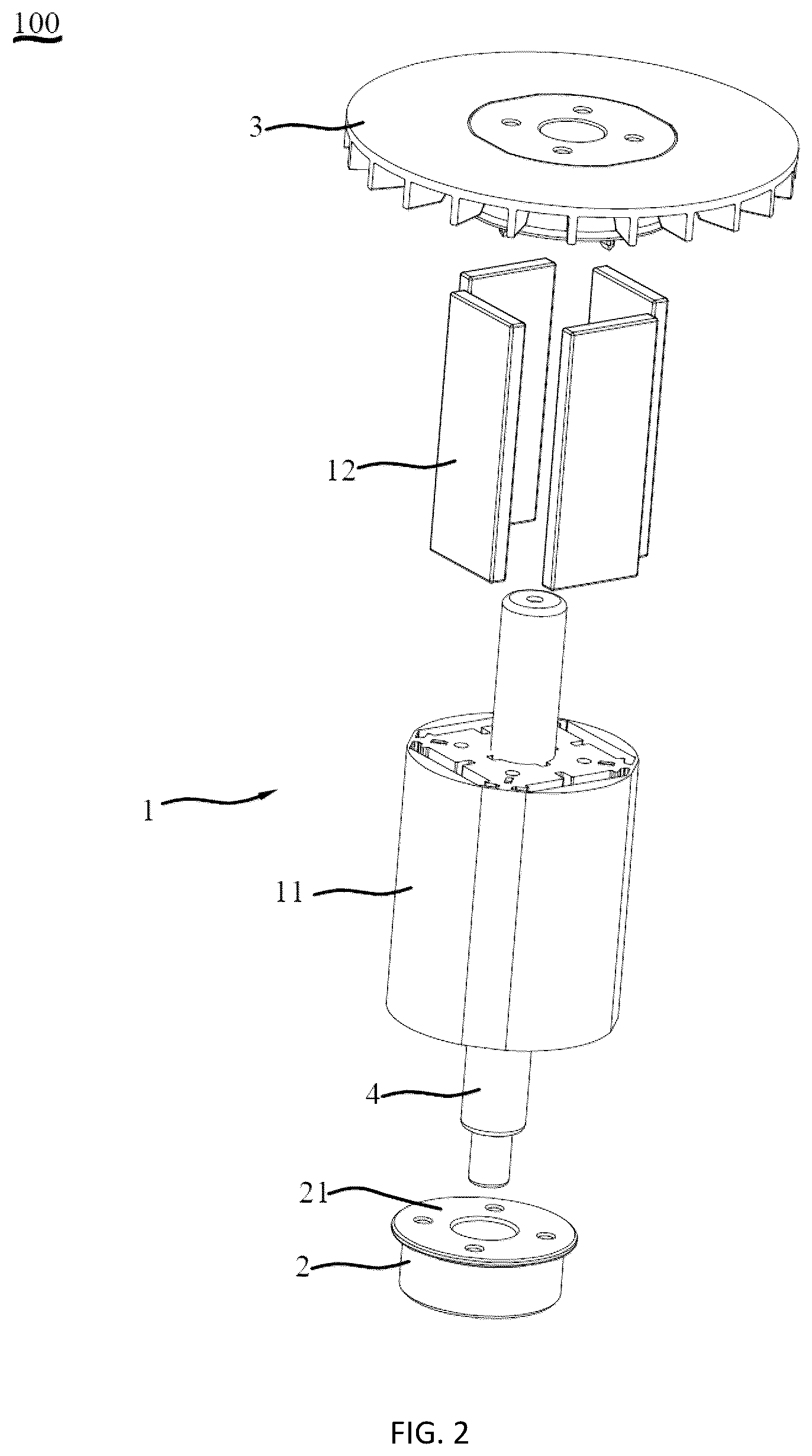 Patent US12184155 Figure 2 – Electric tool, electric motor and rotor assembly thereof