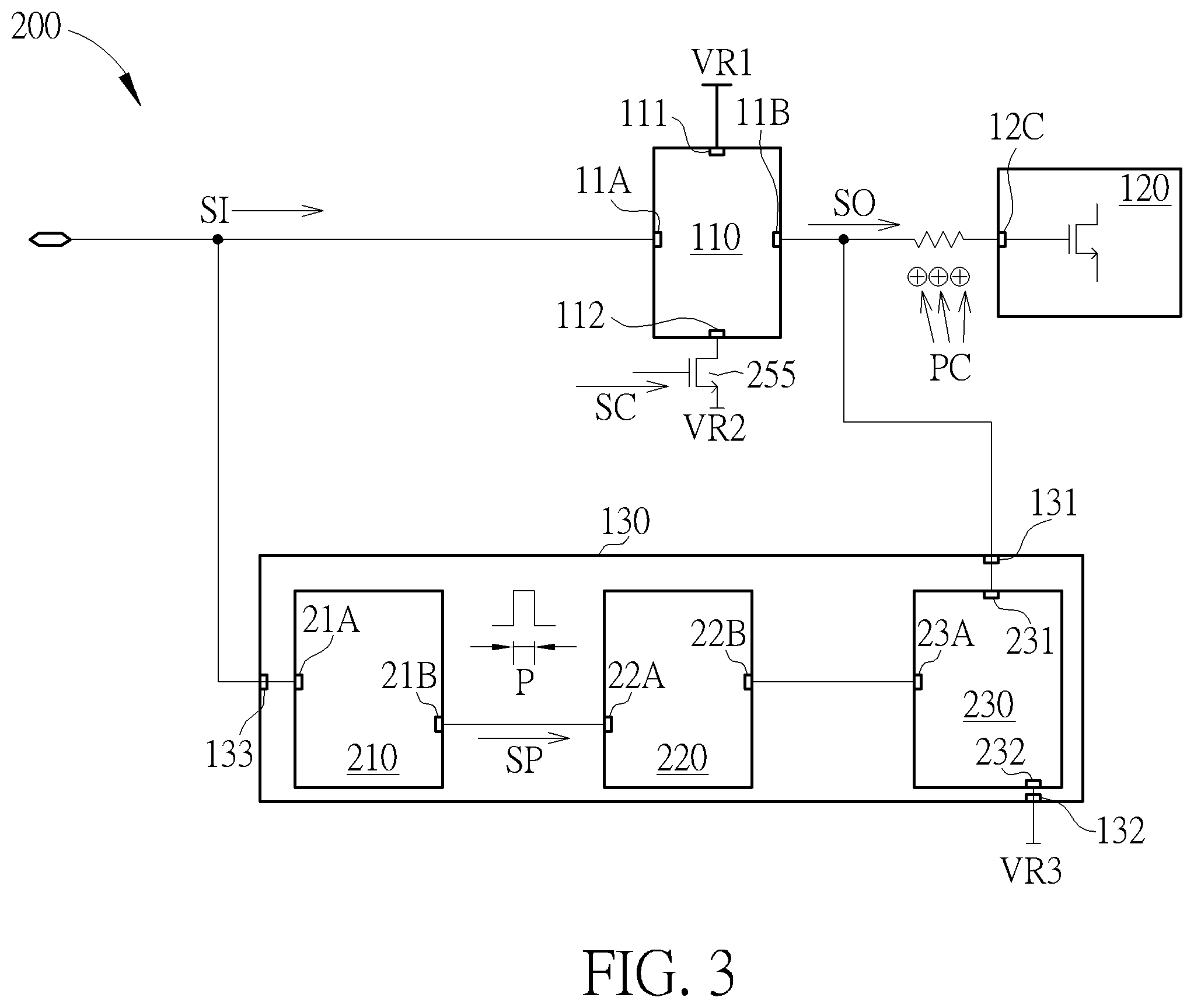Patent US12184172 Figure 2 – Switch device capable of providing a discharge path according to signal level of an input signal