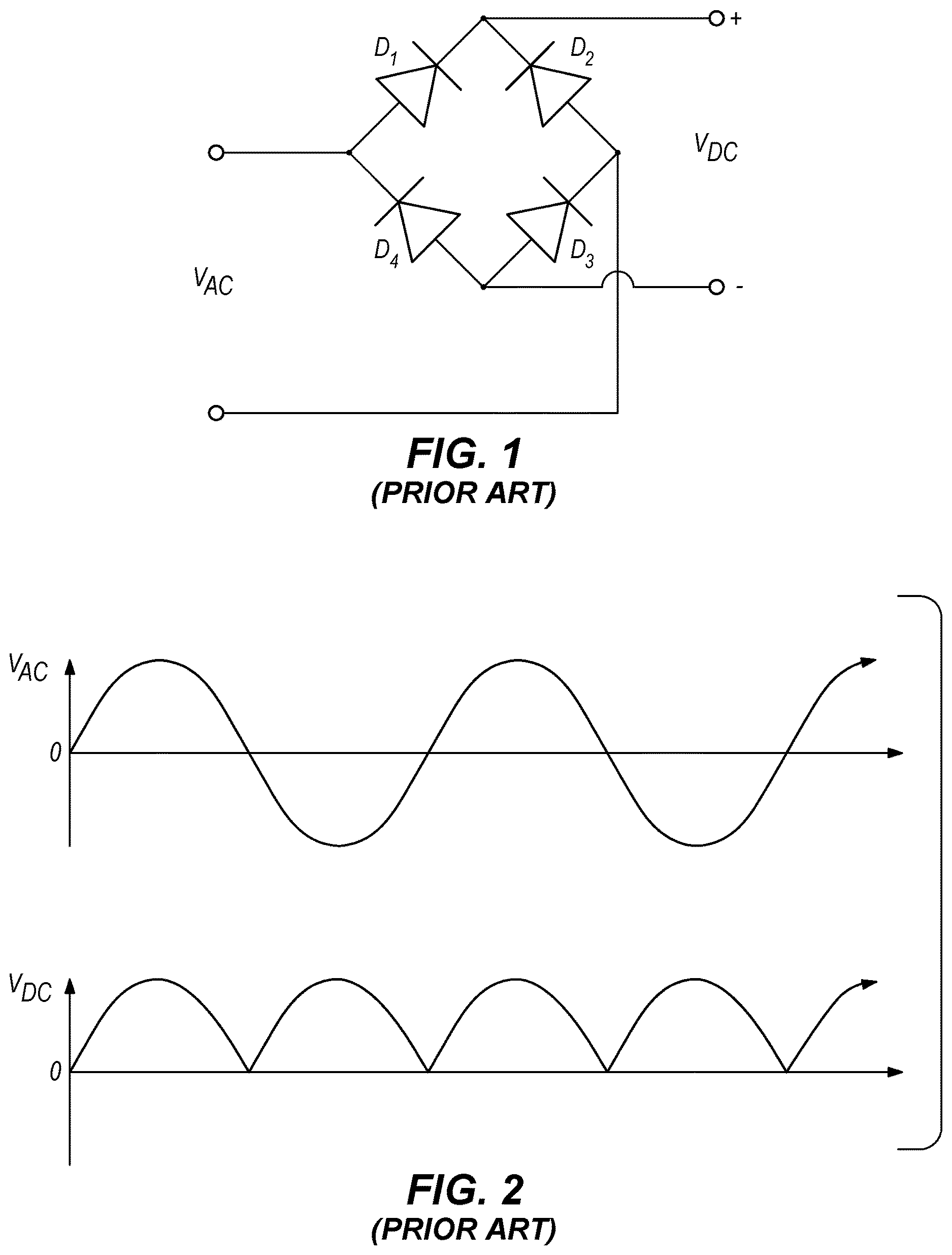 Patent US12184199 Figure 1 – Synchronous bridge rectifier using planar switching elements
