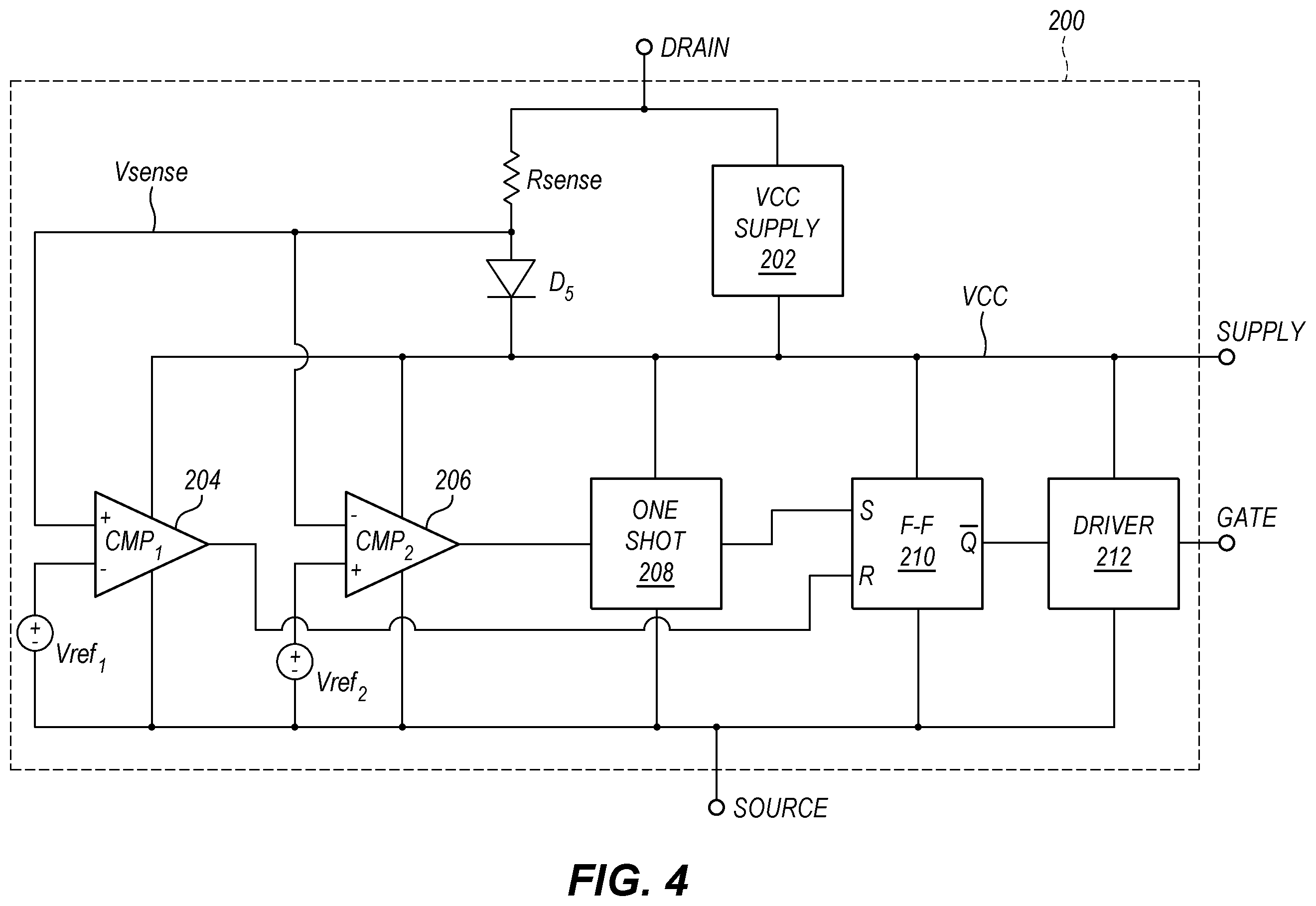 Patent US12184199 Figure 3 – Synchronous bridge rectifier using planar switching elements