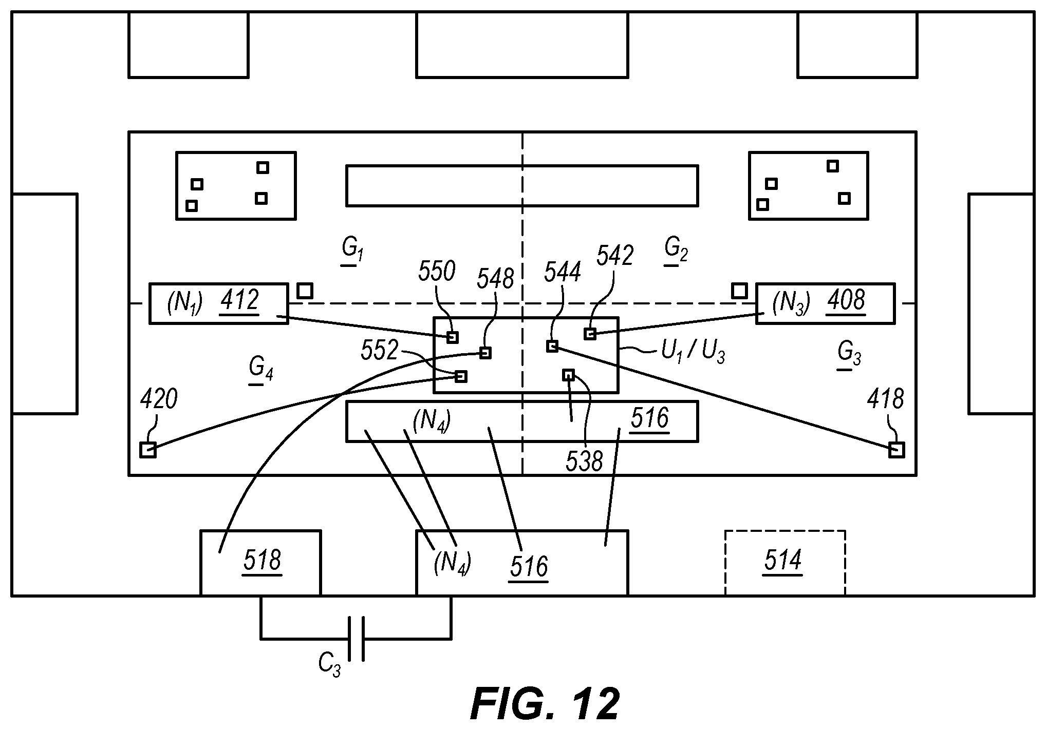 Patent US12184199 Figure 9 – Synchronous bridge rectifier using planar switching elements