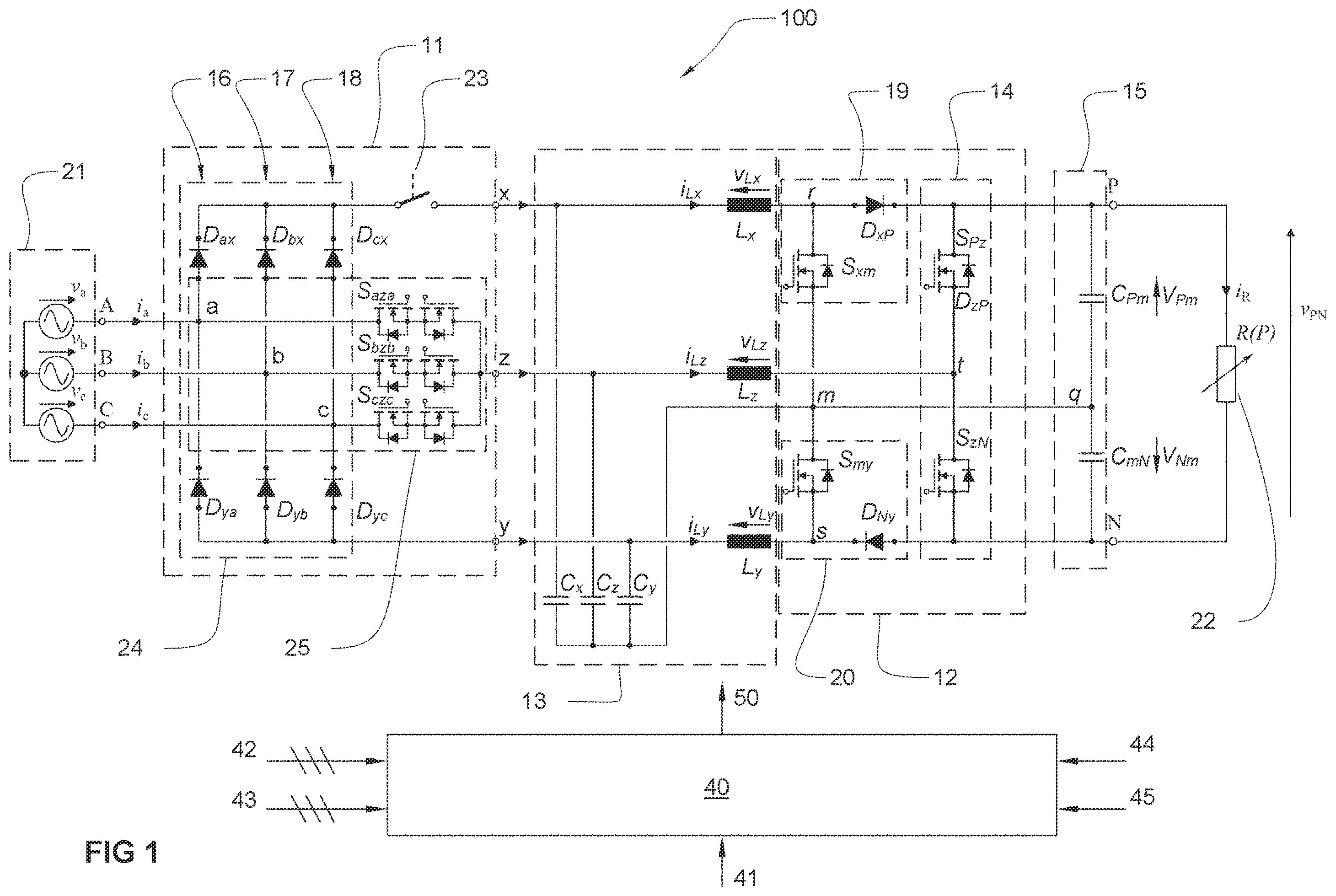 Patent US12184200 Figure 1 – Electrical power converter with pre-charge mode of operation