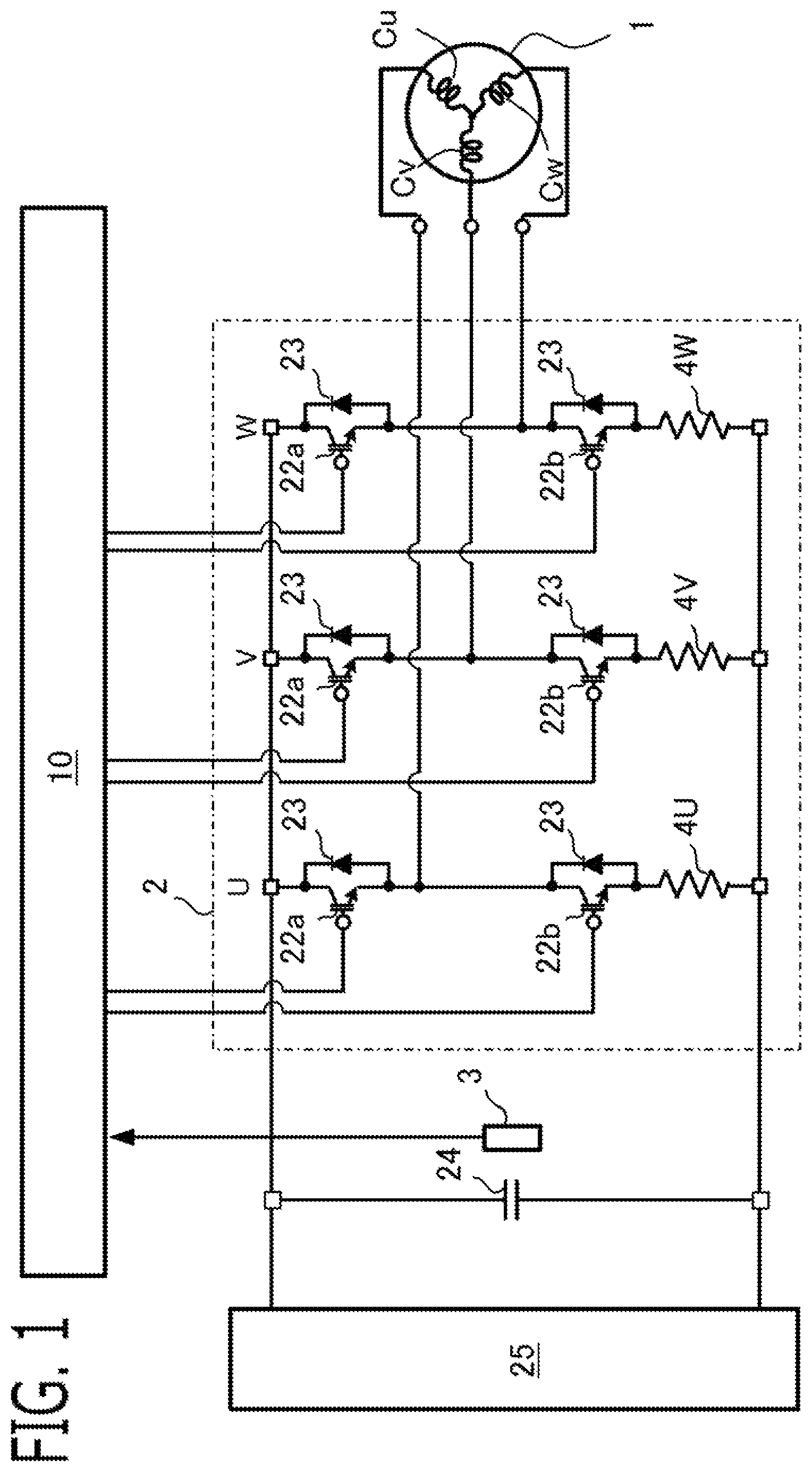 Patent US12184206 Figure 1 – Controller for rotary electric machine