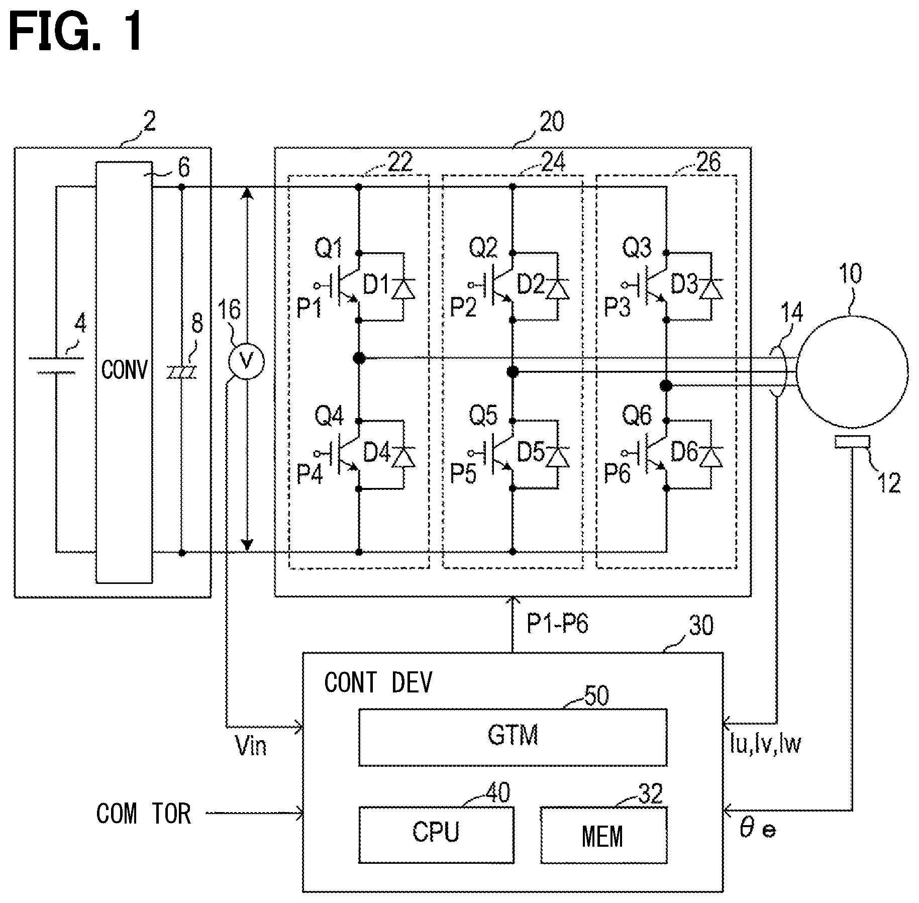 Patent US12184214 Figure 1 – Motor control device