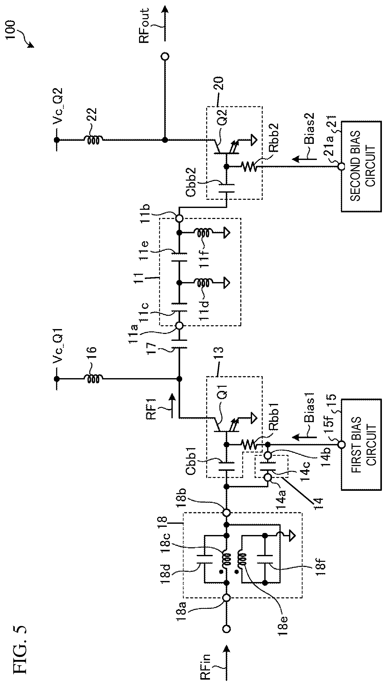 Patent US12184245 Figure 5 – Power amplifier circuit