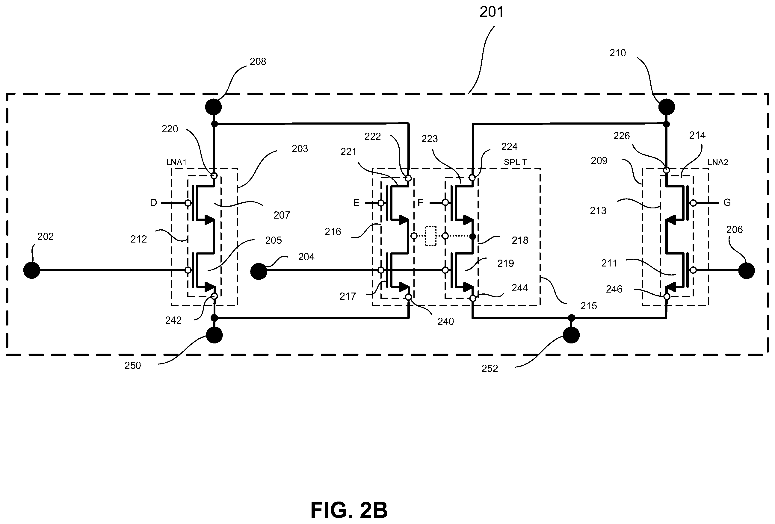 Patent US12184248 Figure 3 – RFFE LNA topology supporting both noncontiguous intraband carrier aggregation and interband carrier aggregation