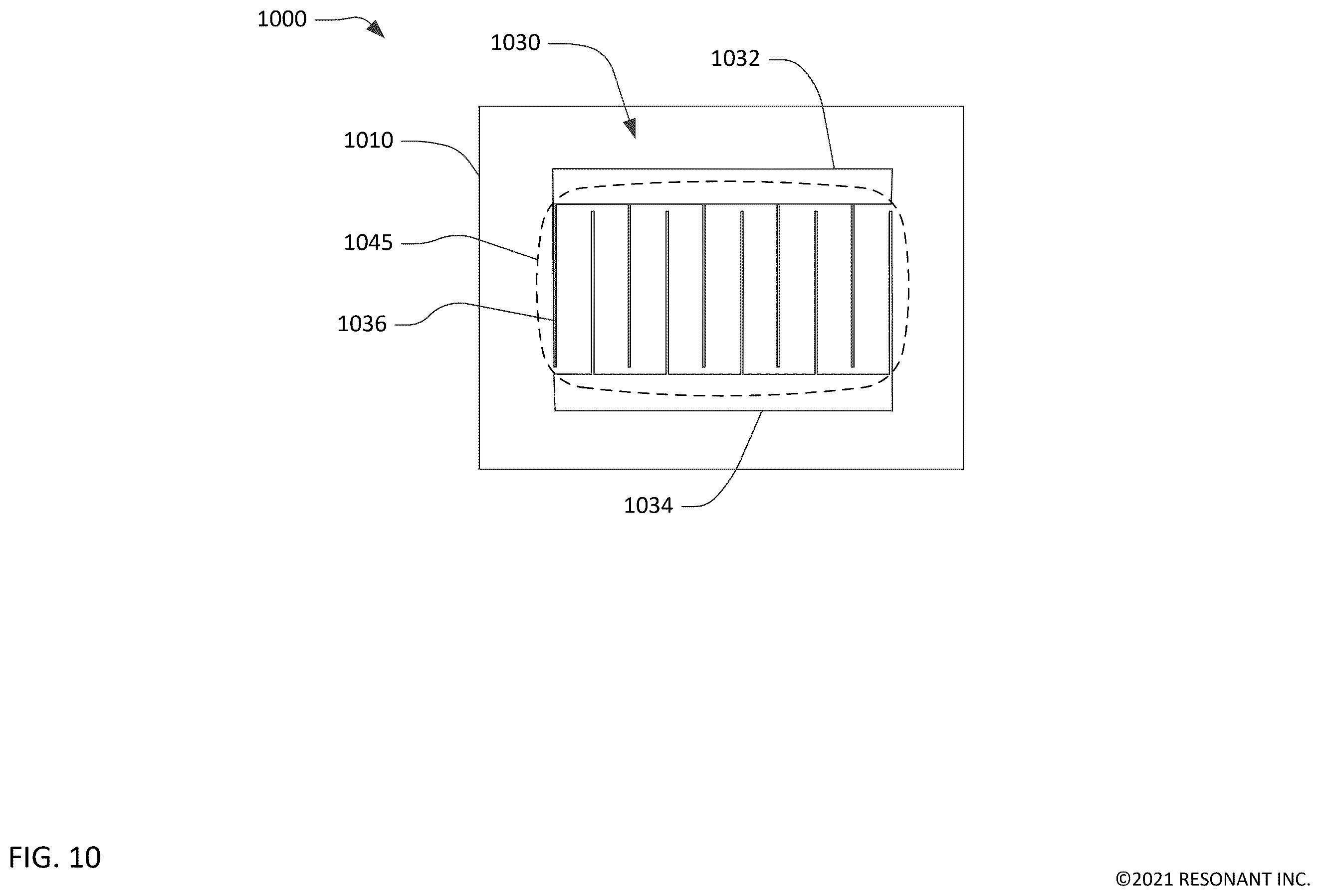 Patent US12184261 Figure 11 – Transversely-excited film bulk acoustic resonator with a cavity having round end zones