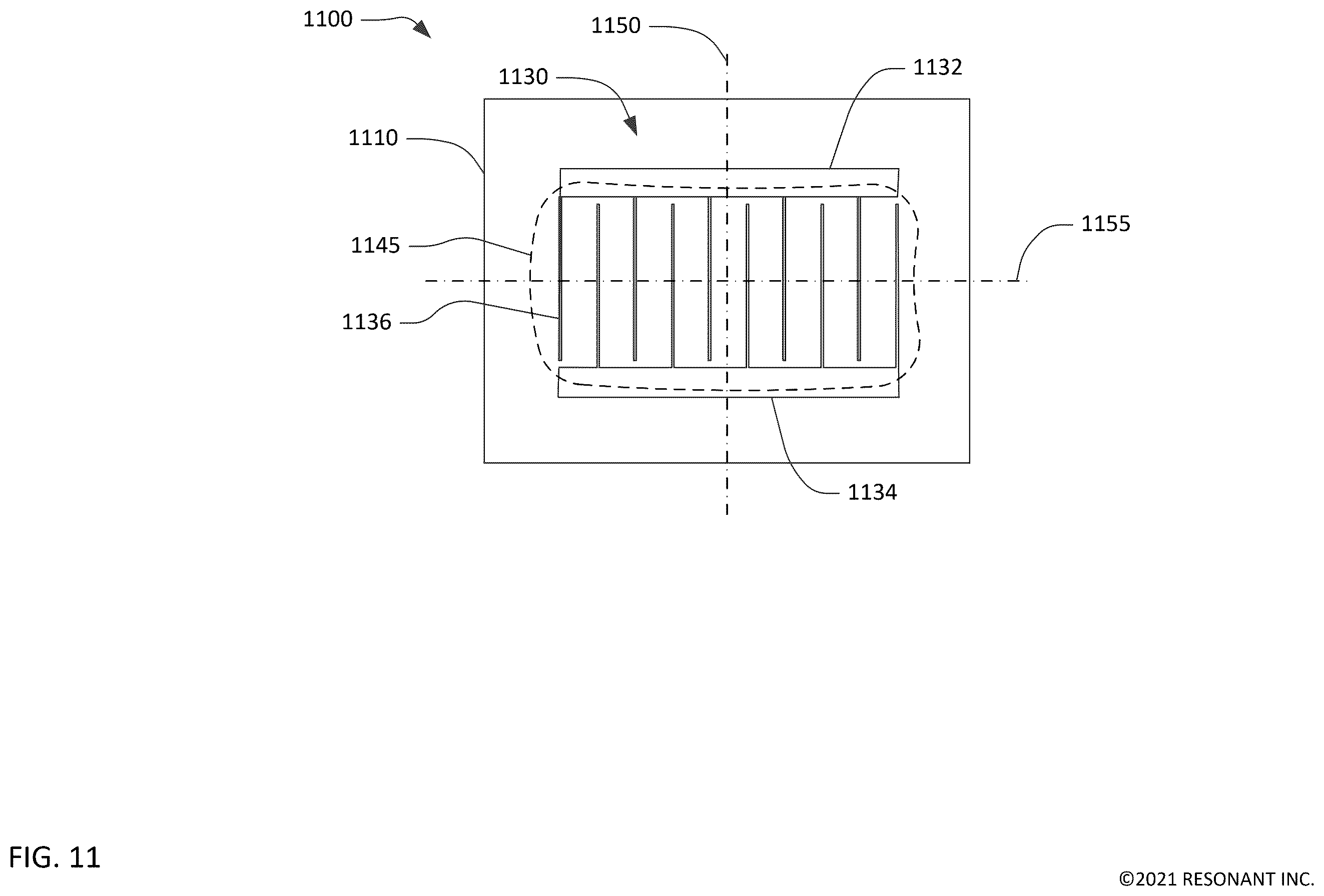 Patent US12184261 Figure 12 – Transversely-excited film bulk acoustic resonator with a cavity having round end zones